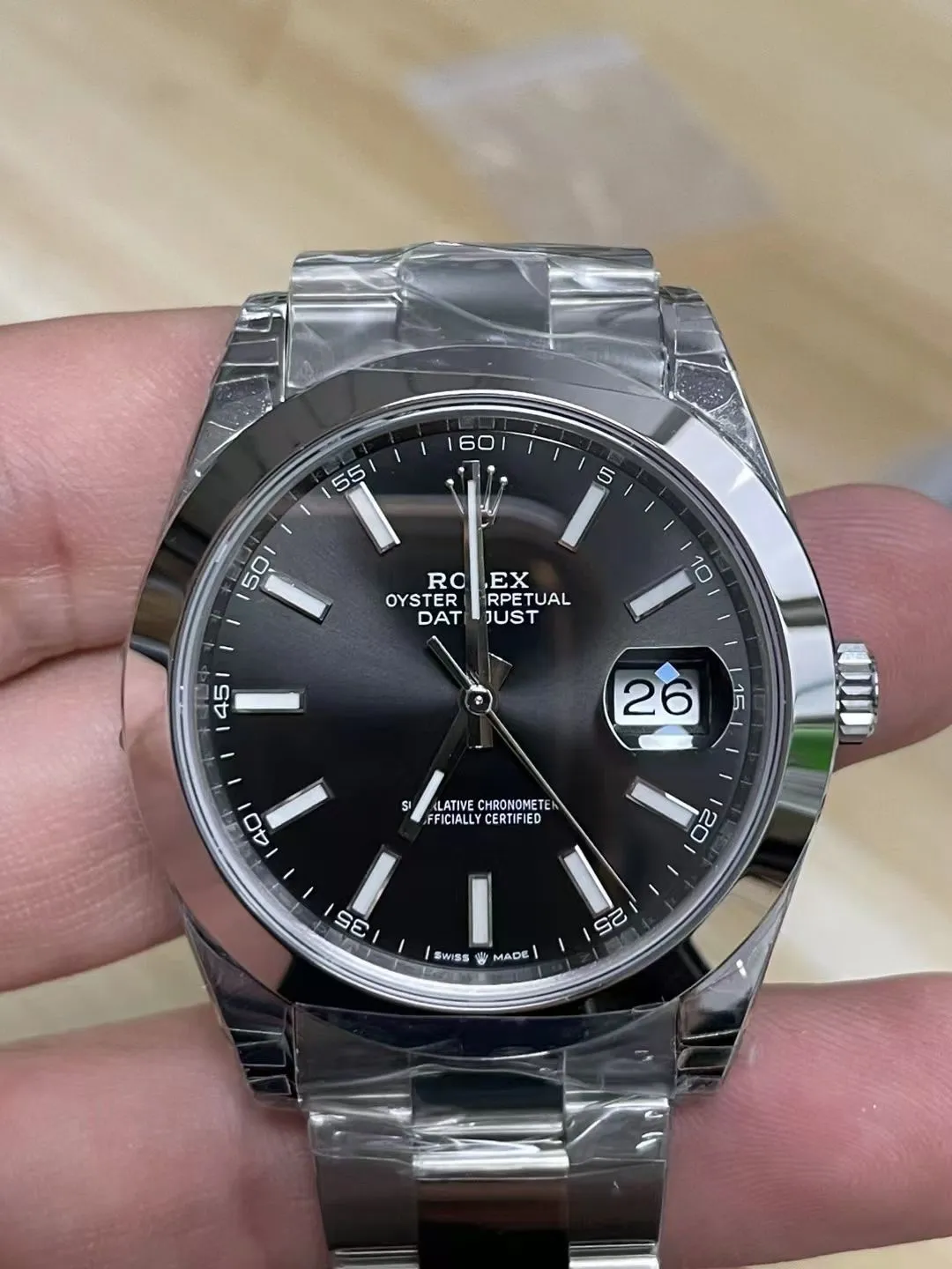 VS Factory Rolex Datejust 41mm Black Dial Smooth Bezel Oyster Bracelet (126300) 1:1 Super Clone - DD3235 Movement - VS Factory Official