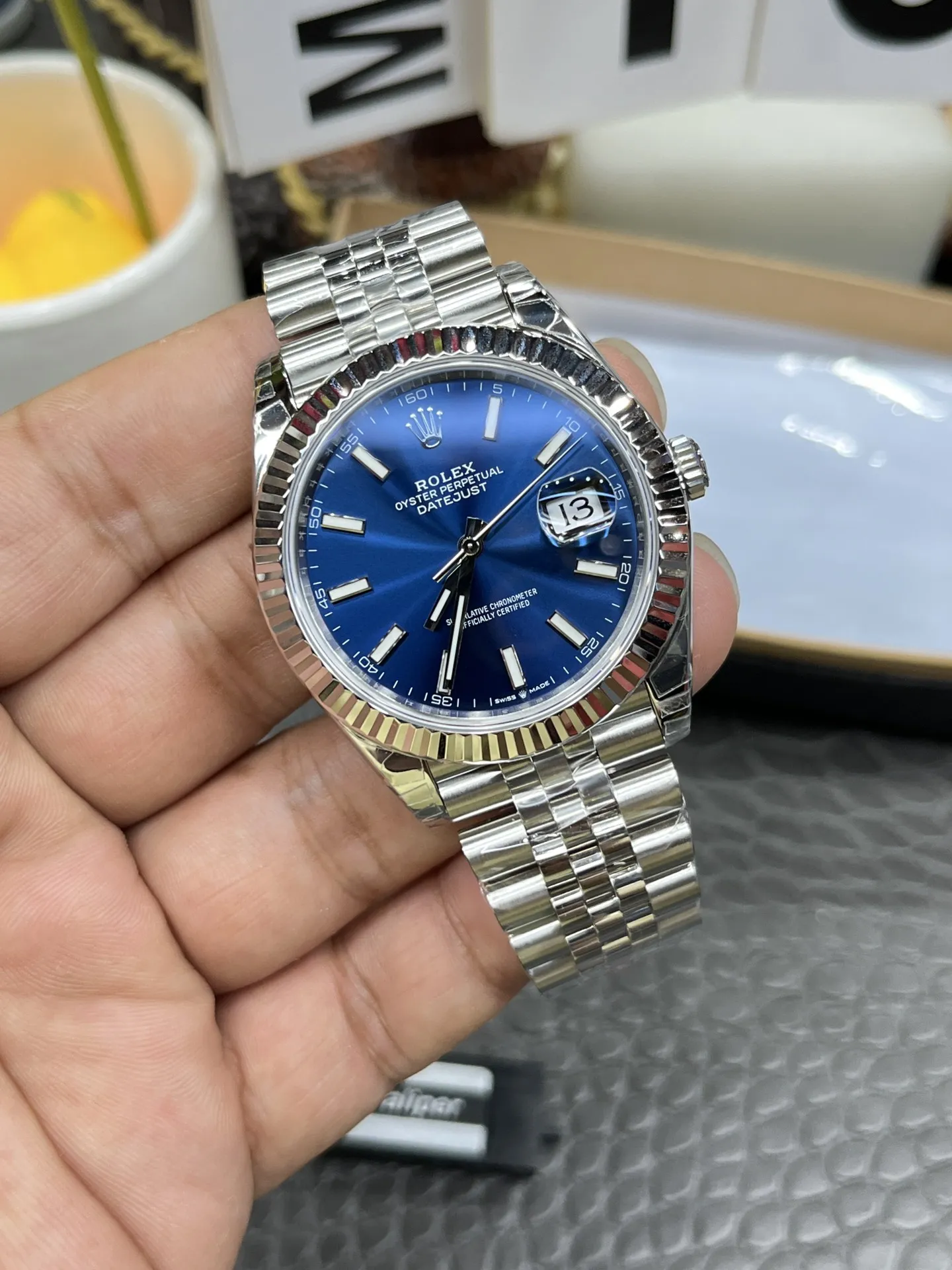 VS Factory Rolex Datejust 41mm Blue Sunburst Dial Fluted Bezel Jubilee Bracelet (126334) 1:1 Super Clone - DD3235 Movement - VS Factory Official photo 4