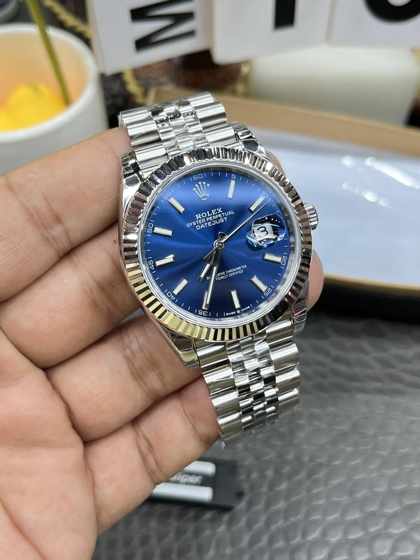 VS Factory Rolex Datejust 41mm Blue Sunburst Dial Fluted Bezel Jubilee Bracelet (126334) 1:1 Super Clone - DD3235 Movement - VS Factory Official photo 5