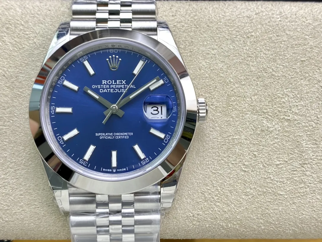 VS Factory Rolex Datejust 41mm Blue Sunburst Dial Smooth Bezel Jubilee Bracelet (126300) 1:1 Super Clone - DD3235 Movement - VS Factory Official photo 2