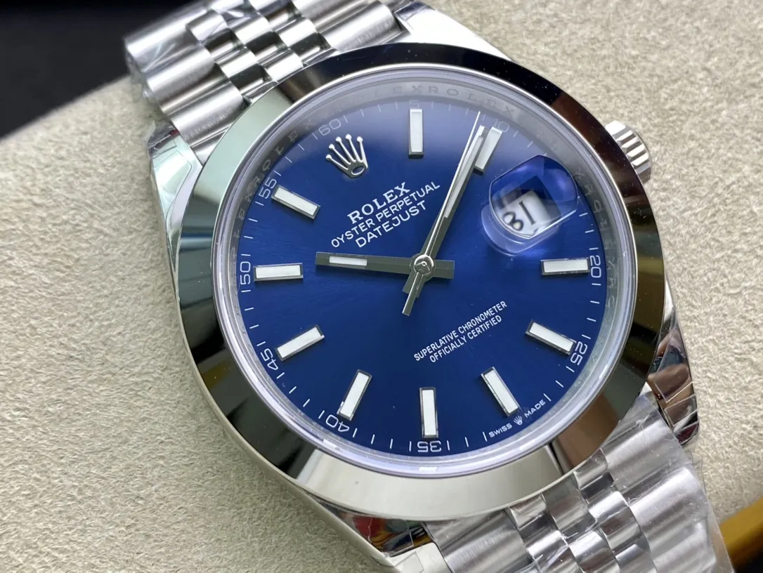 VS Factory Rolex Datejust 41mm Blue Sunburst Dial Smooth Bezel Jubilee Bracelet (126300) 1:1 Super Clone - DD3235 Movement - VS Factory Official photo 3