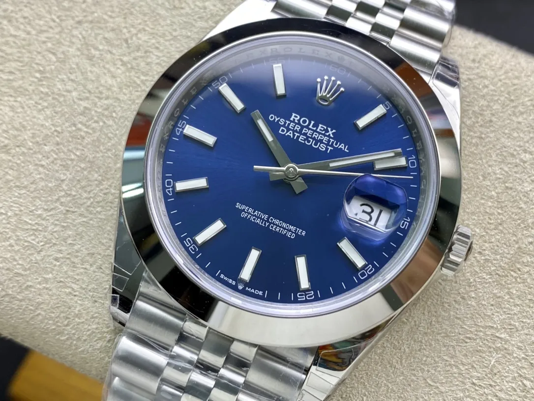 VS Factory Rolex Datejust 41mm Blue Sunburst Dial Smooth Bezel Jubilee Bracelet (126300) 1:1 Super Clone - DD3235 Movement - VS Factory Official photo 4