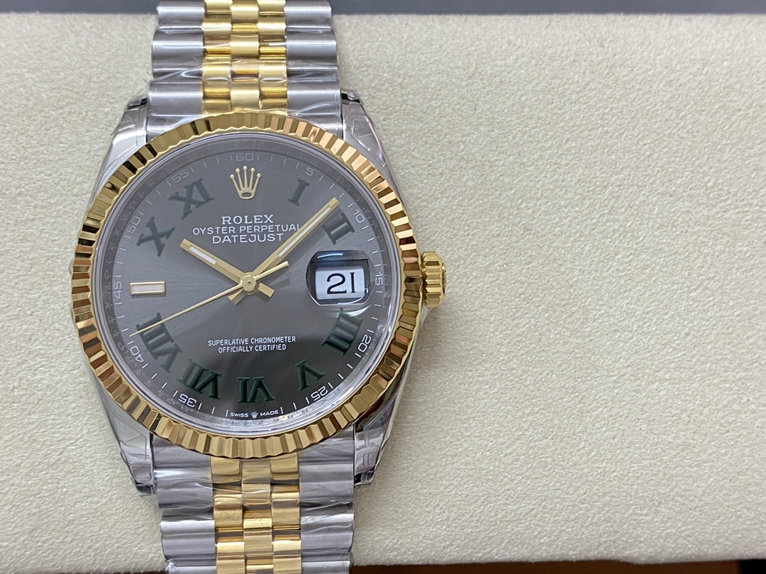 VS Factory Rolex Datejust 41mm Two-Tone Yellow Gold "Wimbledon" Dial Jubilee Bracelet (126333) 1:1 Super Clone - DD3235 Movement - VS Factory Official - Photo 2