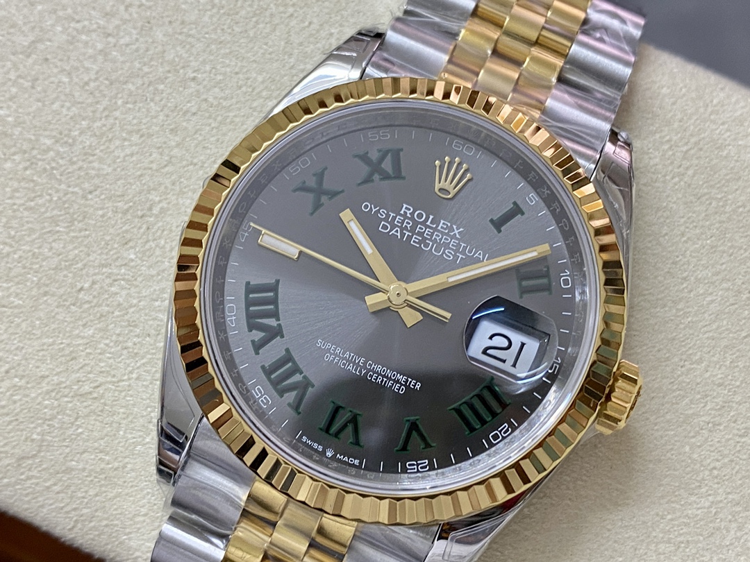 VS Factory Rolex Datejust 41mm Two-Tone Yellow Gold "Wimbledon" Dial Jubilee Bracelet (126333) 1:1 Super Clone - DD3235 Movement - VS Factory Official - Photo 4