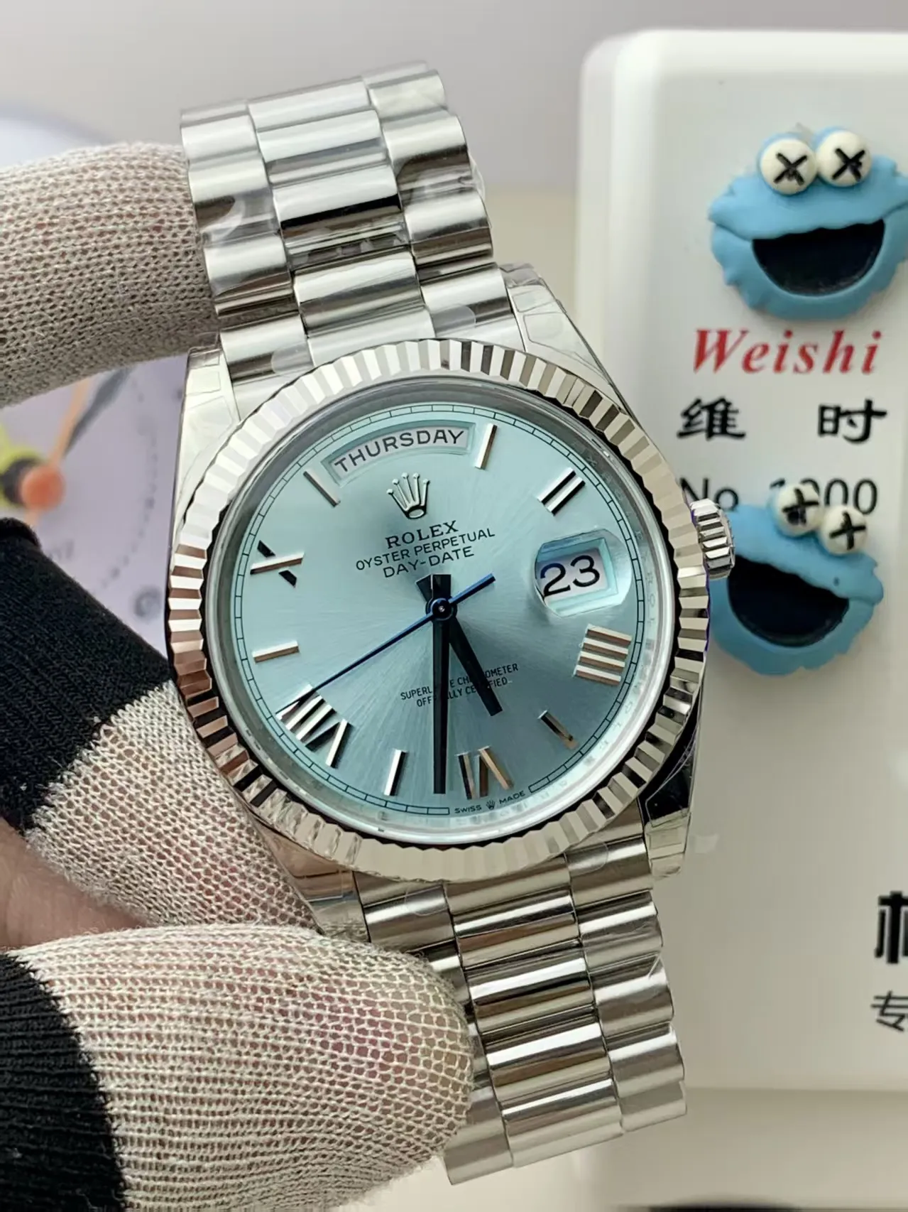 VS Factory Rolex Day-Date 40 Platinum Ice Blue Dial (228236) 1:1 Super Clone - DD3255 Movement - VS Factory Official photo 3
