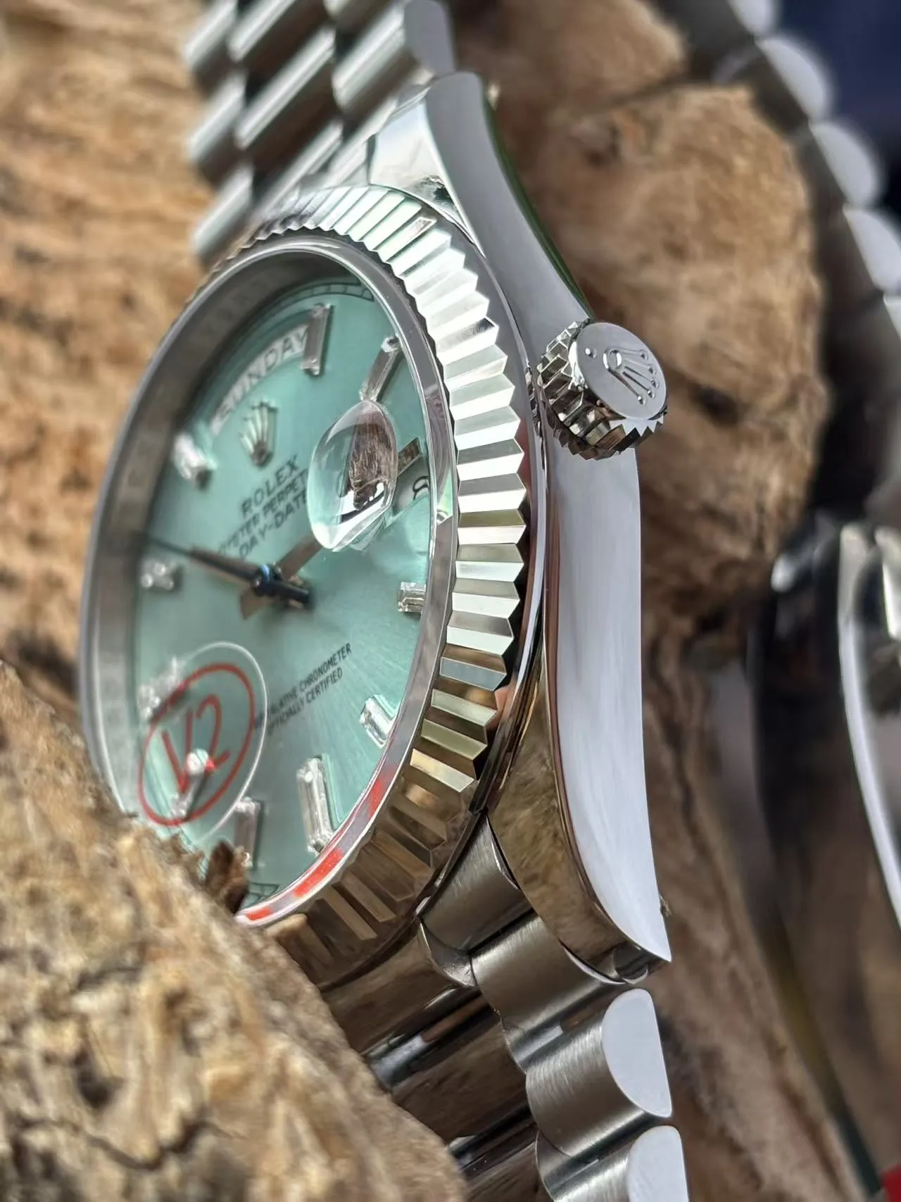 VS Factory Rolex Day-Date 40 Platinum Ice Blue Diamond Dial (228236) 1:1 Super Clone – DD3255 Movement - VS Factory Official photo 5