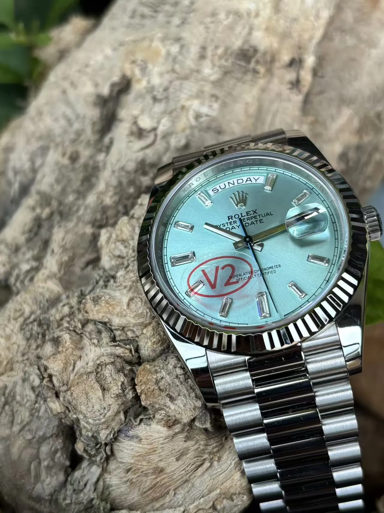 VS Factory Rolex Day-Date 40 Platinum Ice Blue Diamond Dial (228236) 1:1 Super Clone – DD3255 Movement - VS Factory Official photo 7