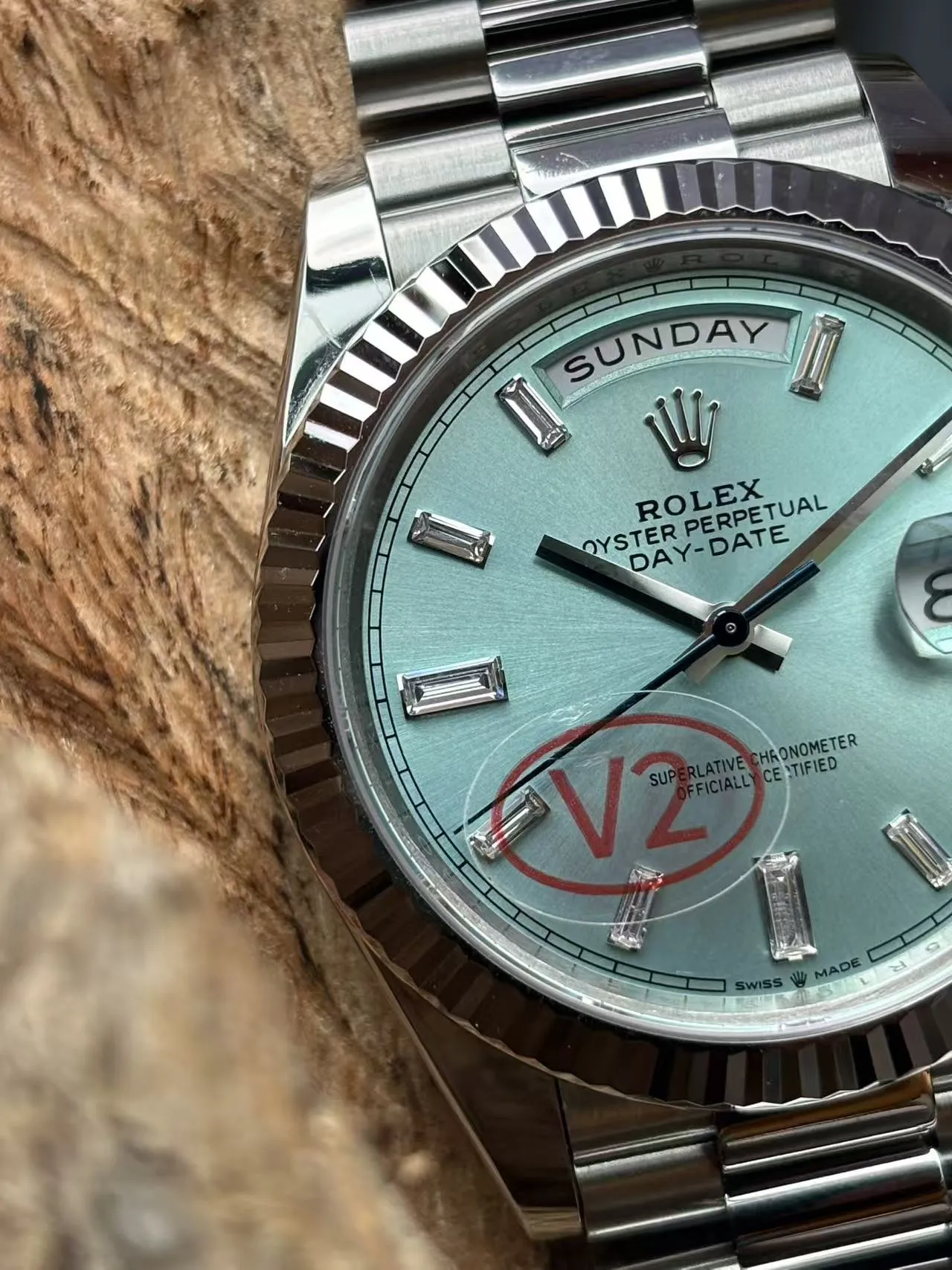 VS Factory Rolex Day-Date 40 Platinum Ice Blue Diamond Dial (228236) 1:1 Super Clone – DD3255 Movement - VS Factory Official photo 8