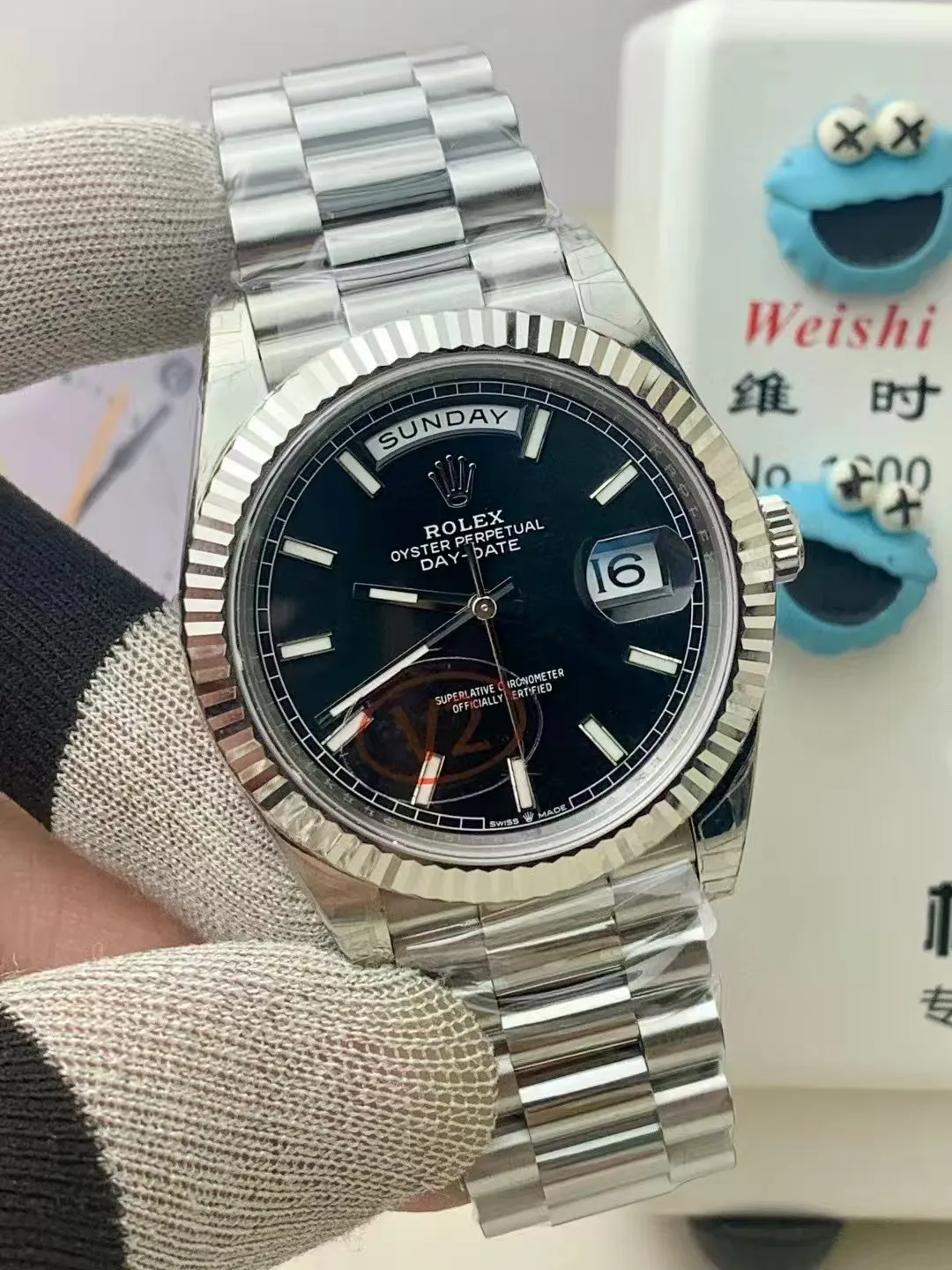 VS Factory Rolex Day-Date 40 White Gold Black Dial (228239) V2 1:1 Super Clone - DD3255 Movement - VS Factory Official photo 3