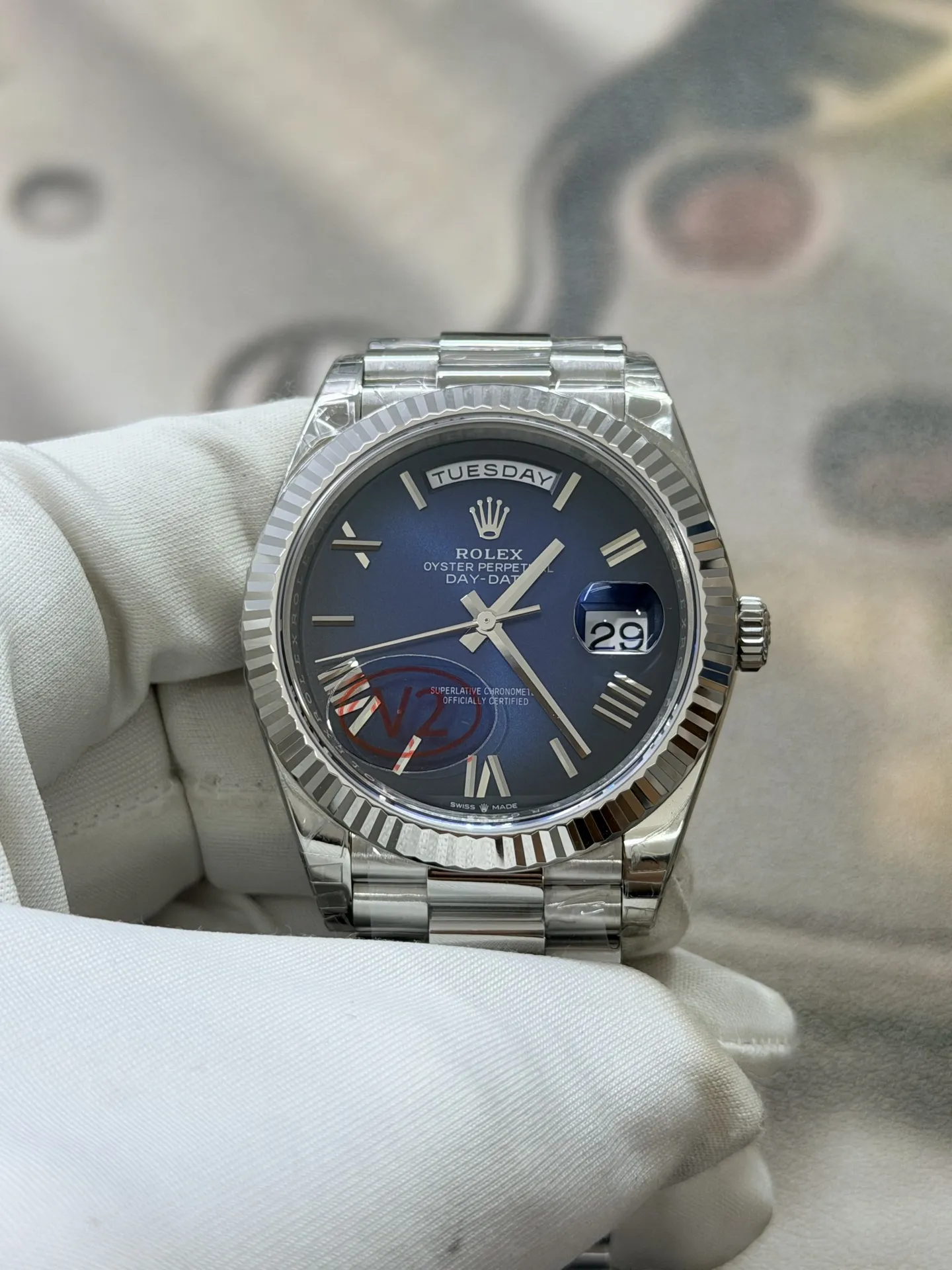 VS Factory Rolex Day-Date 40mm White Gold Gradient Blue Roman Dial (228239) 1:1 Super Clone – DD3255 Movement - VS Factory Official
