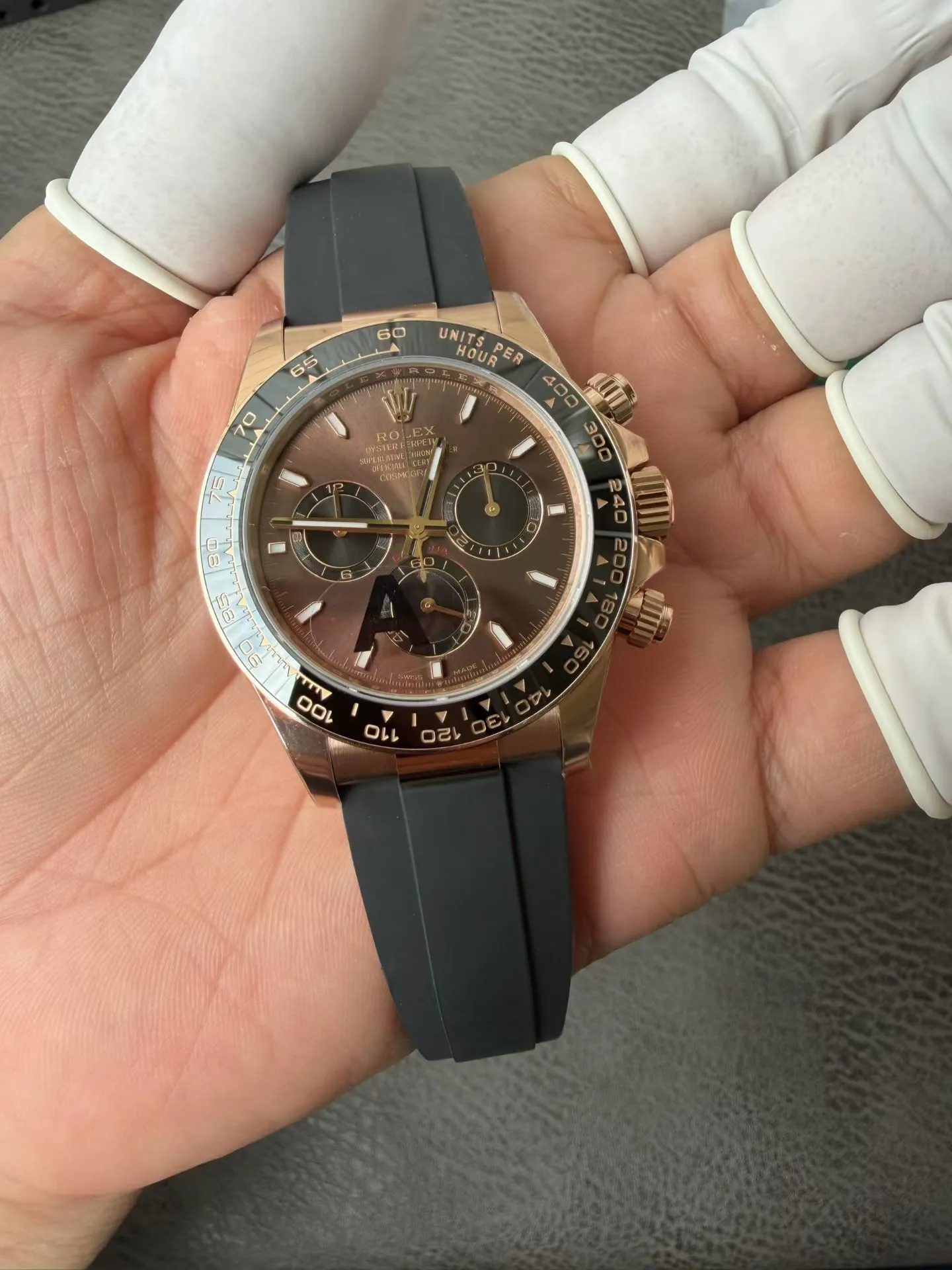 VS Factory Rolex Daytona 40mm Everose Gold Chocolate Dial Rubber Strap (126515LN) 1:1 Super Clone - DD4131 Movement - VS Factory Official photo 4