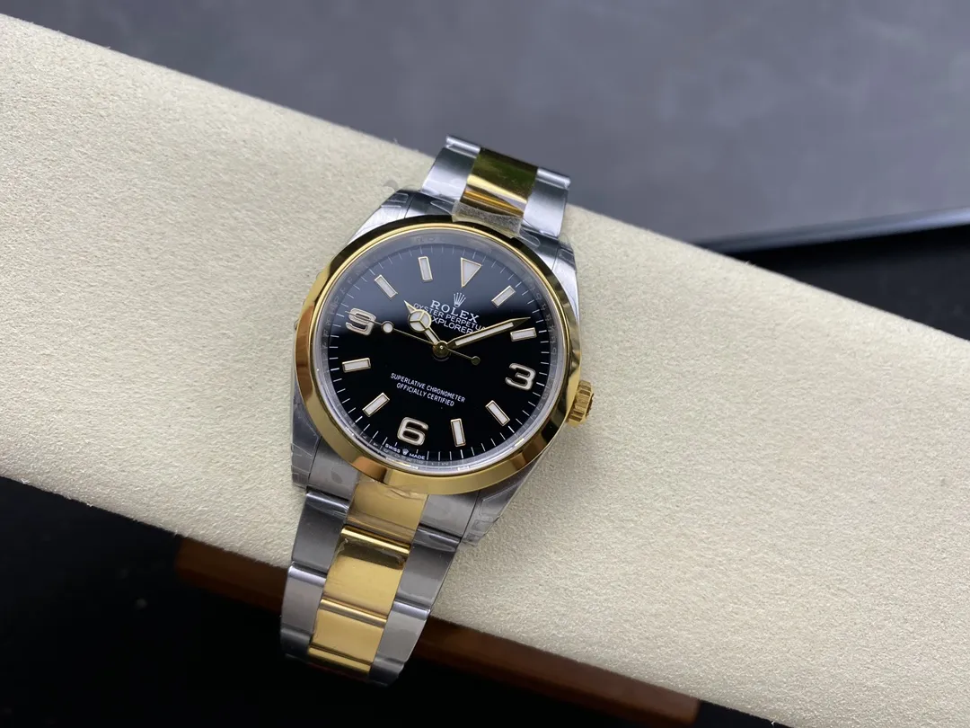 VS Factory Rolex Explorer 36mm Two-Tone Yellow Gold Black "3-6-9" Dial Smooth Bezel Oyster Bracelet (124273) 1:1 Super Clone - DD3230 Movement - VS Factory Official photo 5