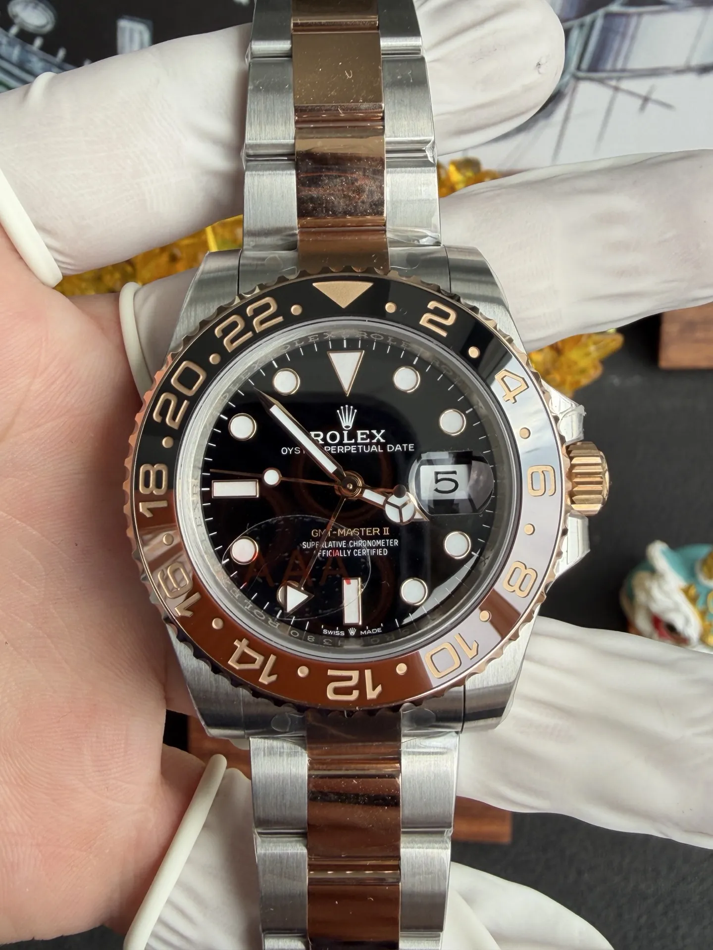 VS Factory Rolex GMT-Master II "Root Beer" Two-Tone Everose Gold Brown/Black Oyster Bracelet (126711chnr) 1:1 Super Clone - DD3285 Movement - VS Factory Official