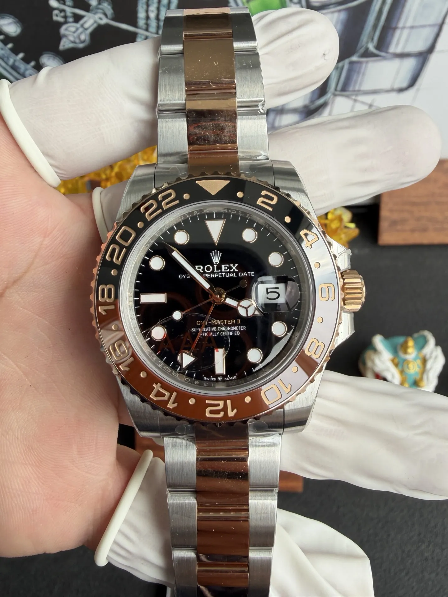 VS Factory Rolex GMT-Master II "Root Beer" Two-Tone Everose Gold Brown/Black Oyster Bracelet (126711chnr) 1:1 Super Clone - DD3285 Movement - VS Factory Official photo 2