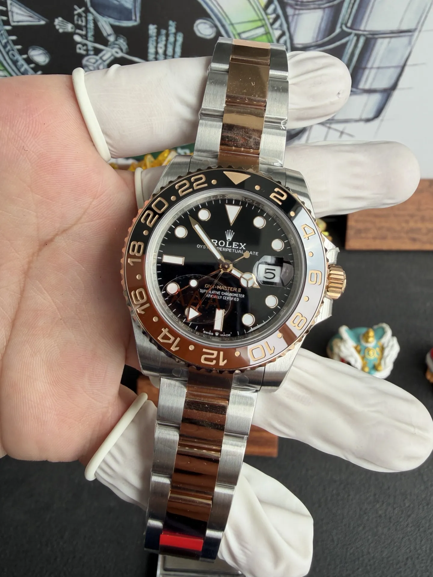 VS Factory Rolex GMT-Master II "Root Beer" Two-Tone Everose Gold Brown/Black Oyster Bracelet (126711chnr) 1:1 Super Clone - DD3285 Movement - VS Factory Official photo 4