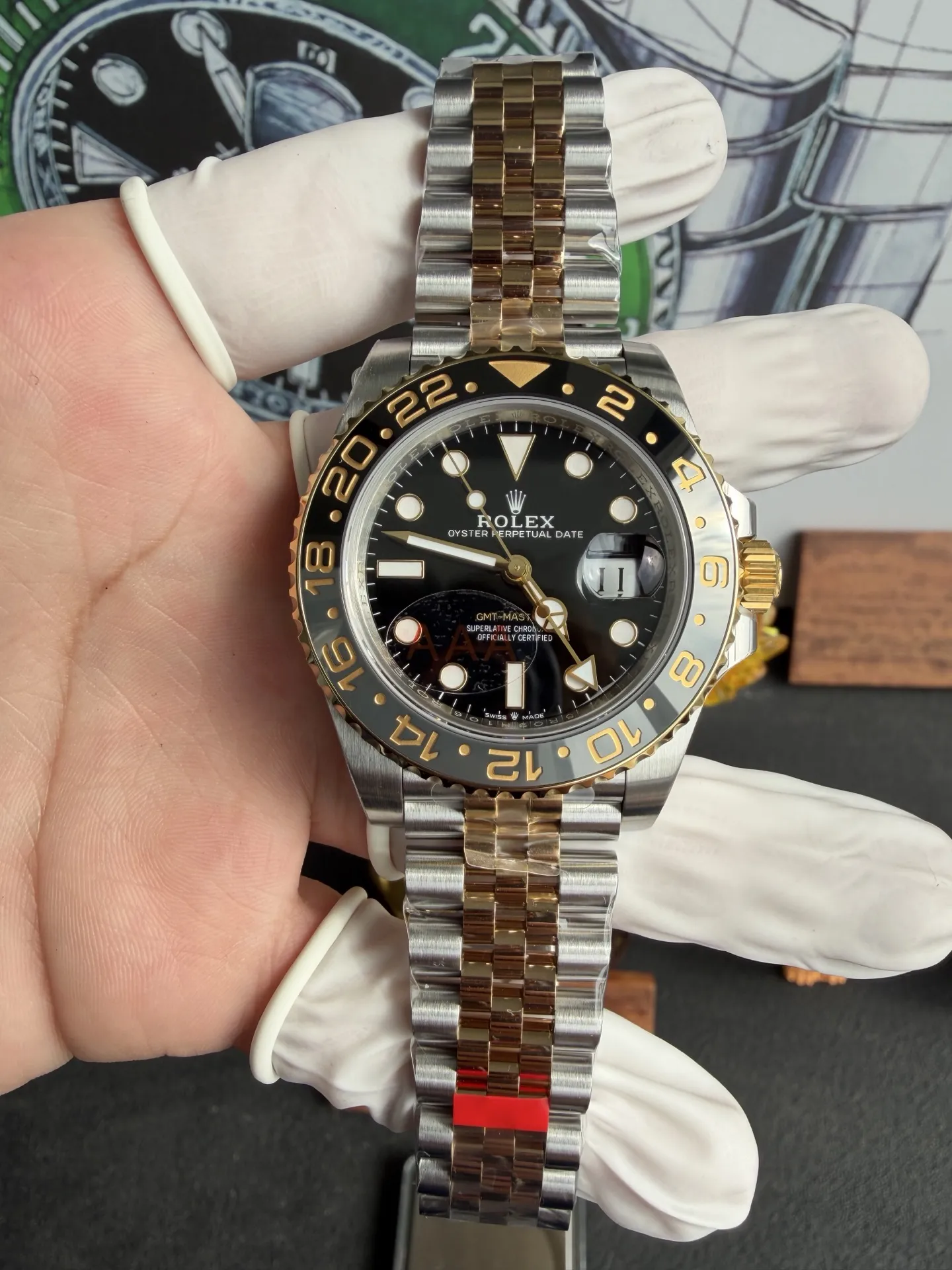 VS Factory Rolex GMT-Master II Two-Tone Yellow Gold Black/Grey Ceramic Bezel Jubilee Bracelet(126713grnr) 1:1 Super Clone - DD3285 Movement - VS Factory Official photo 3