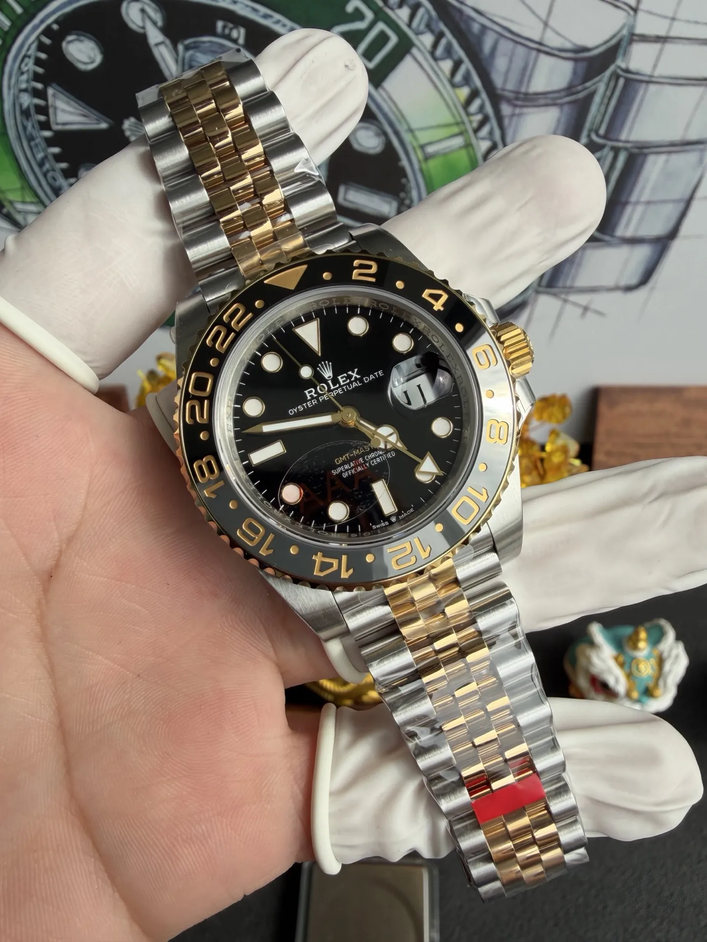 VS Factory Rolex GMT-Master II Two-Tone Yellow Gold Black/Grey Ceramic Bezel Jubilee Bracelet(126713grnr) 1:1 Super Clone - DD3285 Movement - VS Factory Official photo 4