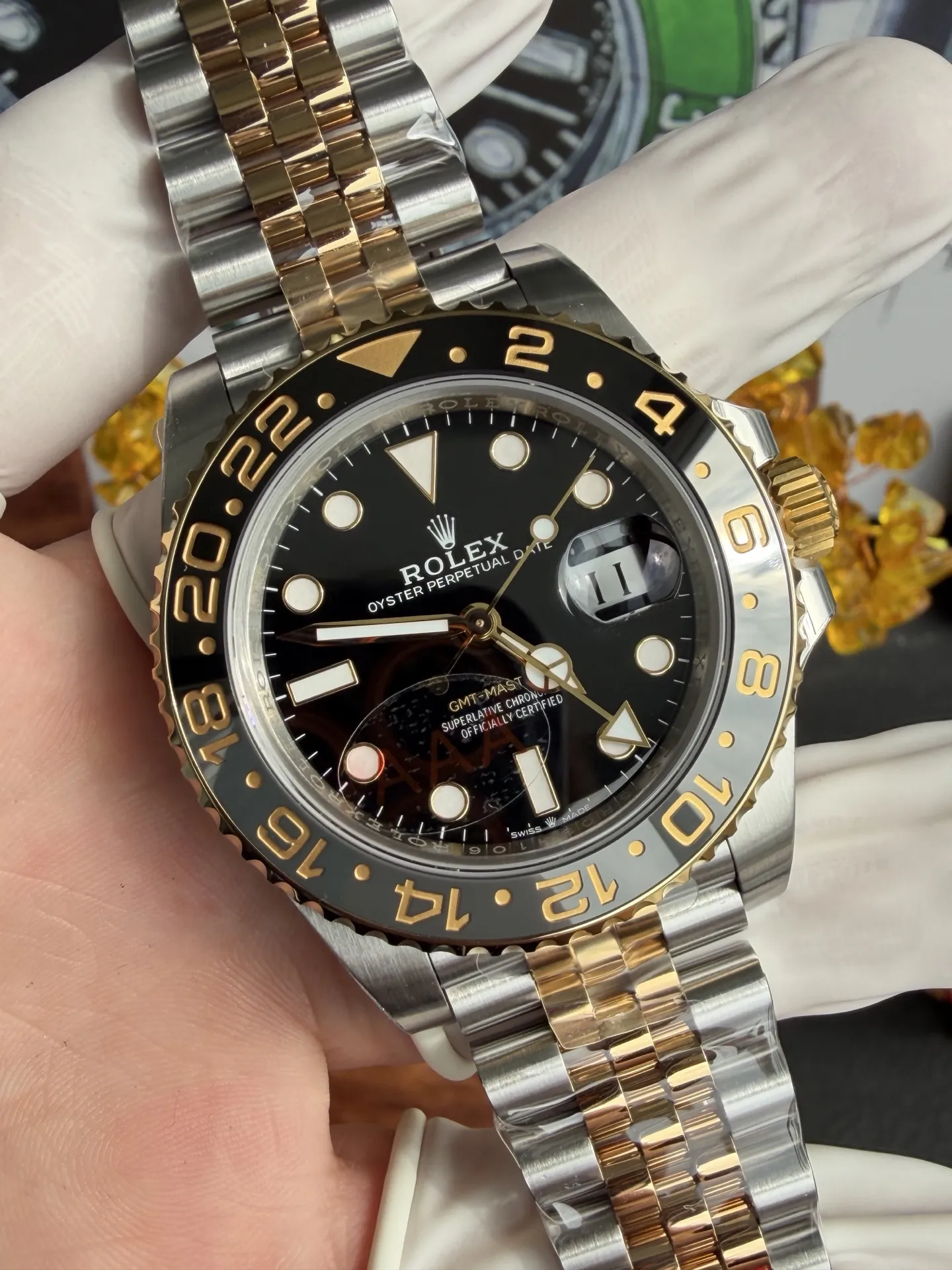 VS Factory Rolex GMT-Master II Two-Tone Yellow Gold Black/Grey Ceramic Bezel Jubilee Bracelet(126713grnr) 1:1 Super Clone - DD3285 Movement - VS Factory Official photo 7