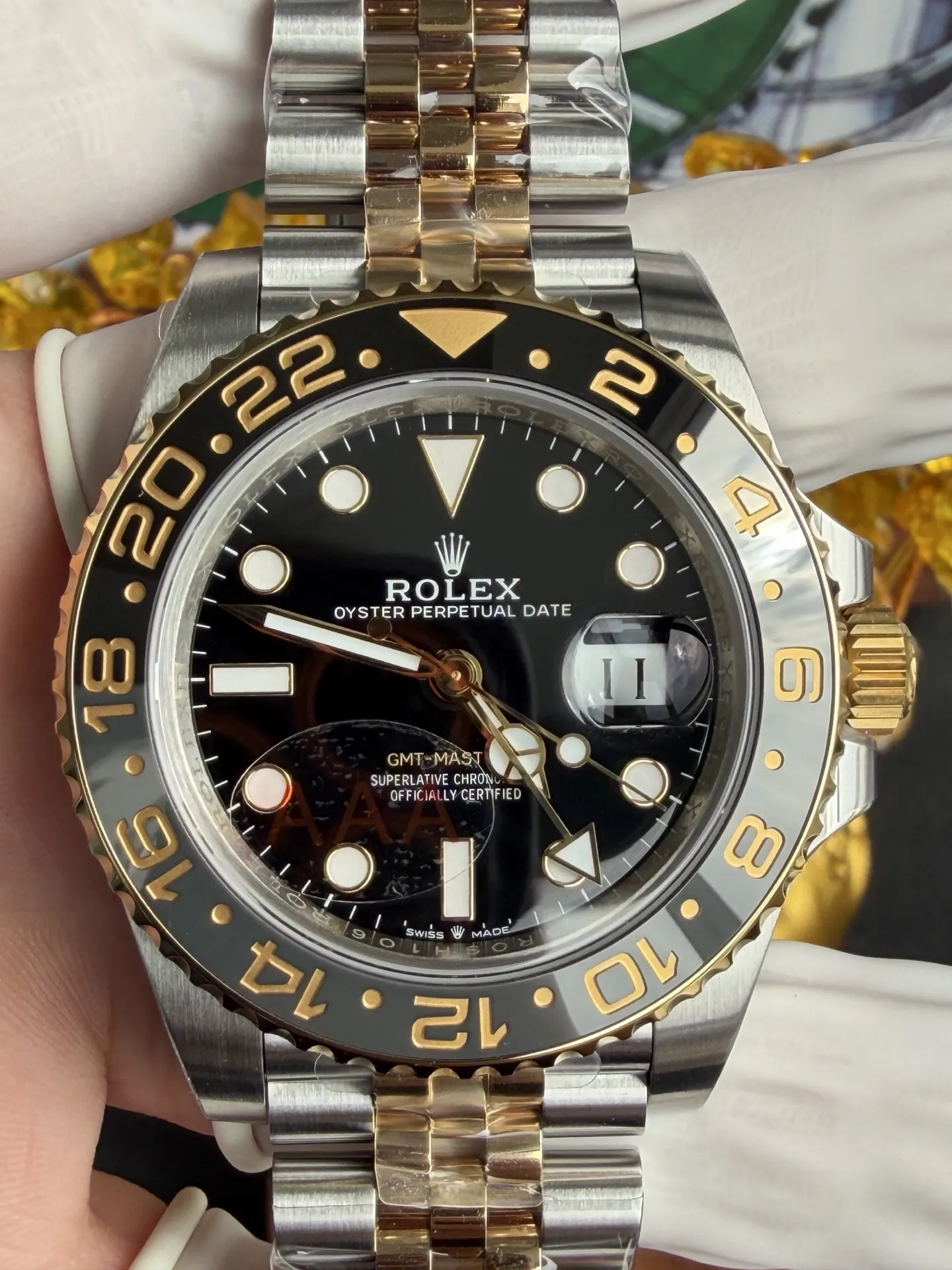 VS Factory Rolex GMT-Master II Two-Tone Yellow Gold Black/Grey Ceramic Bezel Jubilee Bracelet(126713grnr) 1:1 Super Clone - DD3285 Movement - VS Factory Official photo 8