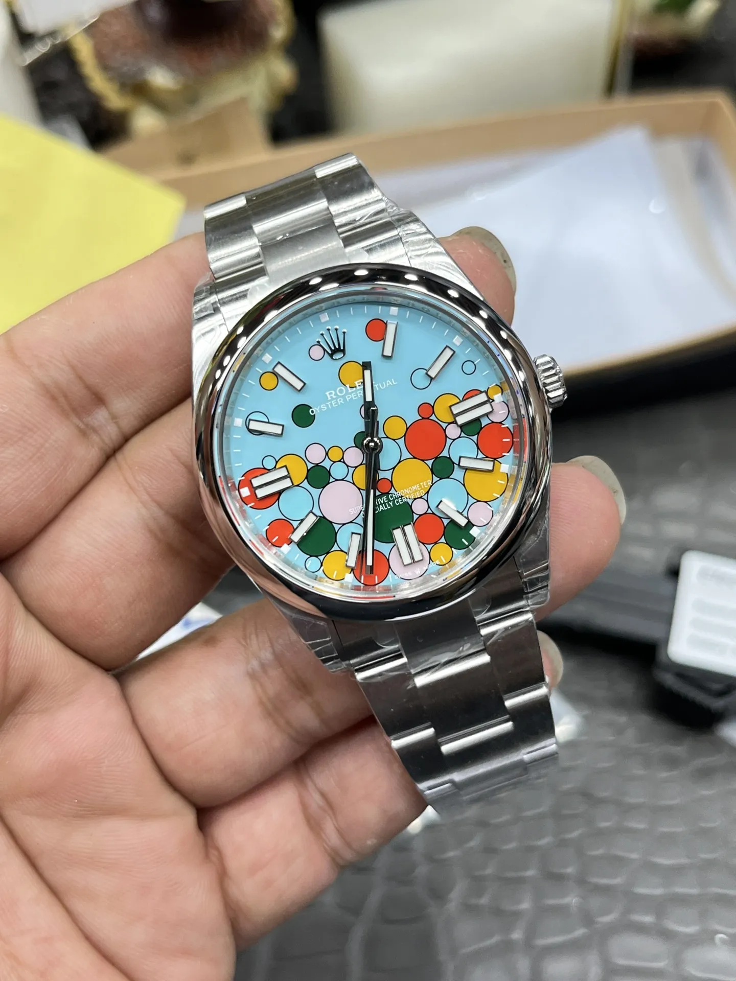VS Factory Rolex Oyster Perpetual 36mm "Celebration Bubble" Motif Dial Smooth Bezel Oyster Bracelet (126000) 1:1 Super Clone - DD3230 Movement - VS Factory Official photo 4