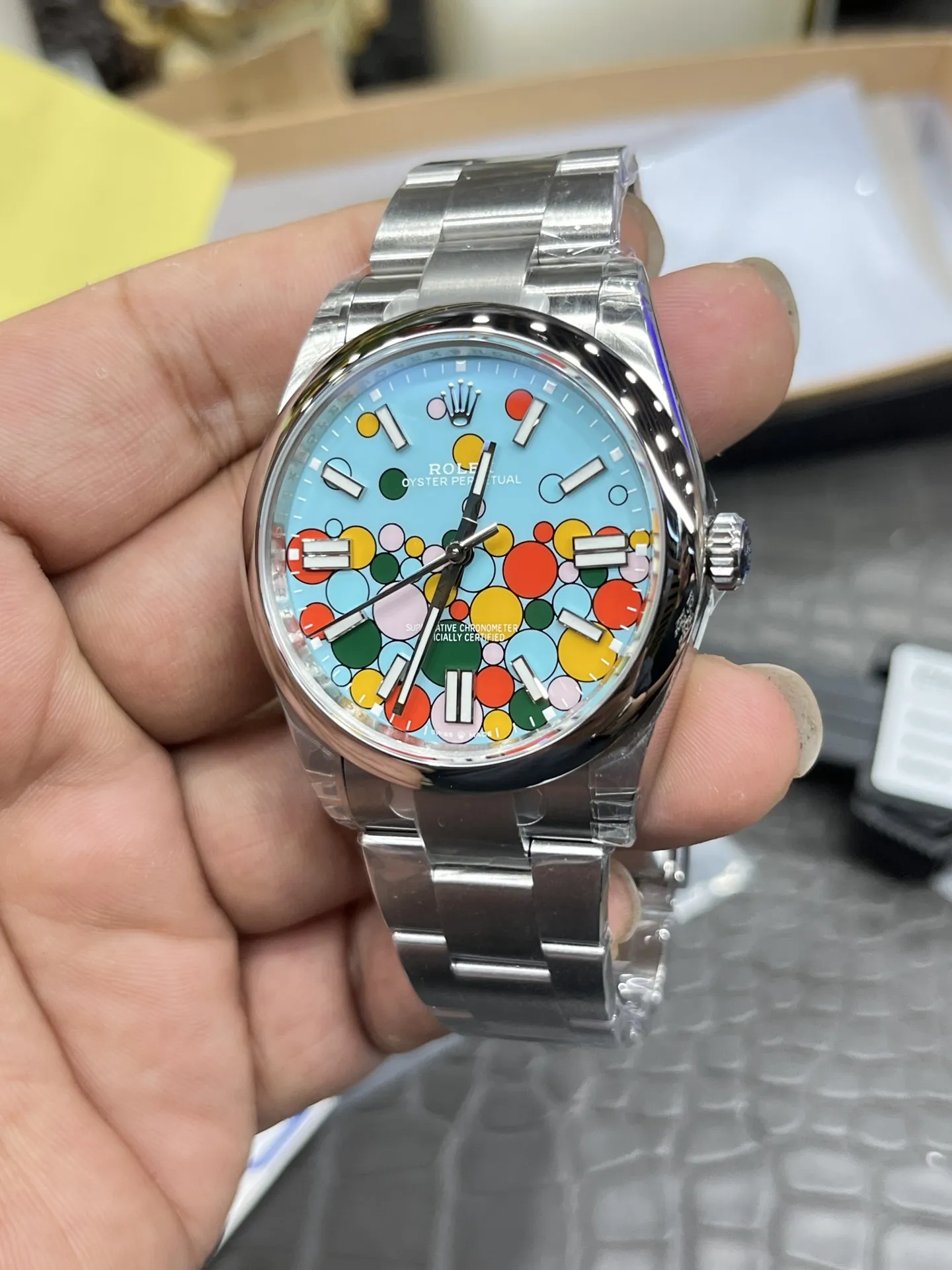 VS Factory Rolex Oyster Perpetual 36mm "Celebration Bubble" Motif Dial Smooth Bezel Oyster Bracelet (126000) 1:1 Super Clone - DD3230 Movement - VS Factory Official photo 5