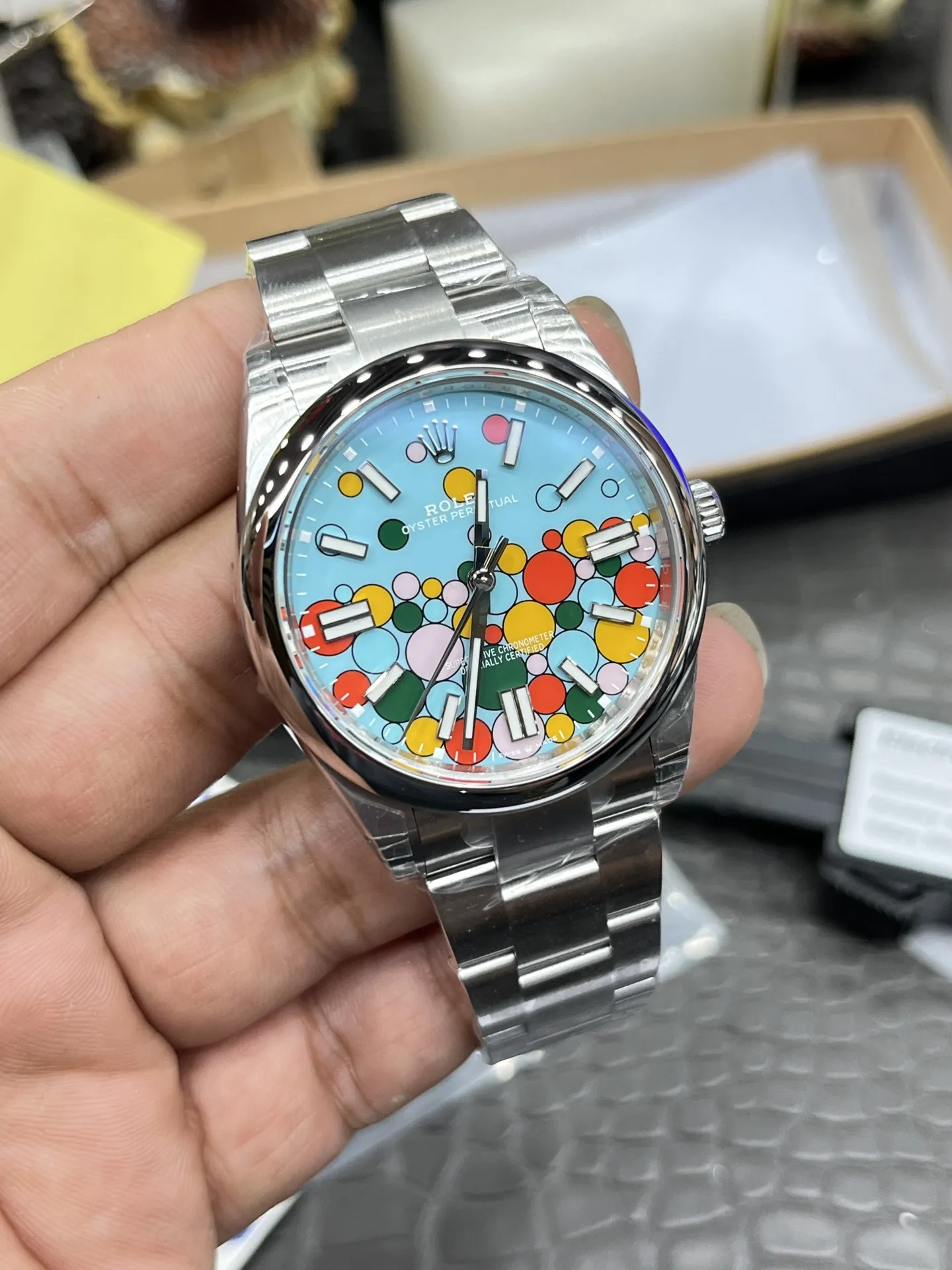 VS Factory Rolex Oyster Perpetual 36mm "Celebration Bubble" Motif Dial Smooth Bezel Oyster Bracelet (126000) 1:1 Super Clone - DD3230 Movement - VS Factory Official photo 7