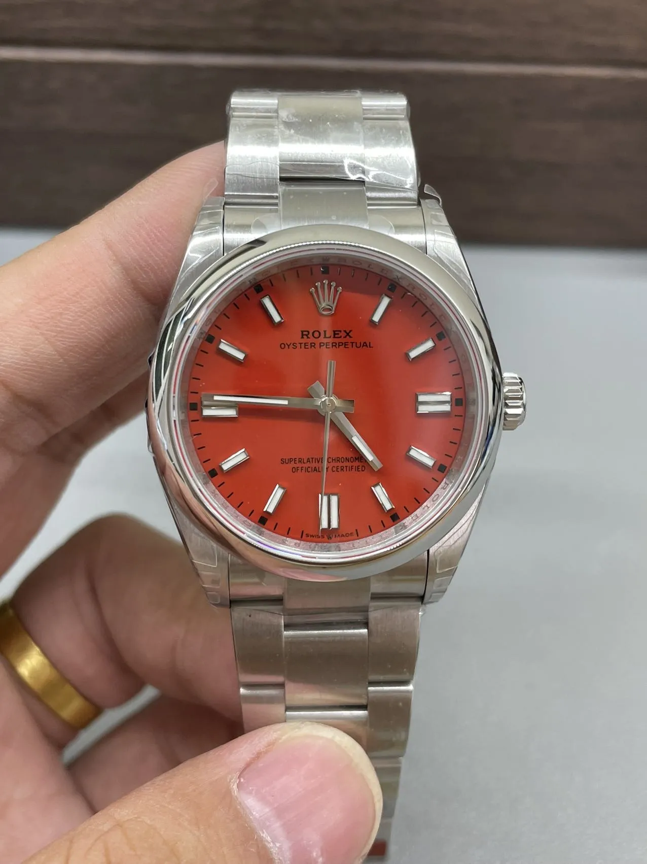 VS Factory Rolex Oyster Perpetual 36mm Coral Red Dial Smooth Bezel Oyster Bracelet (126000) 1:1 Super Clone - DD3230 Movement - VS Factory Official photo 2