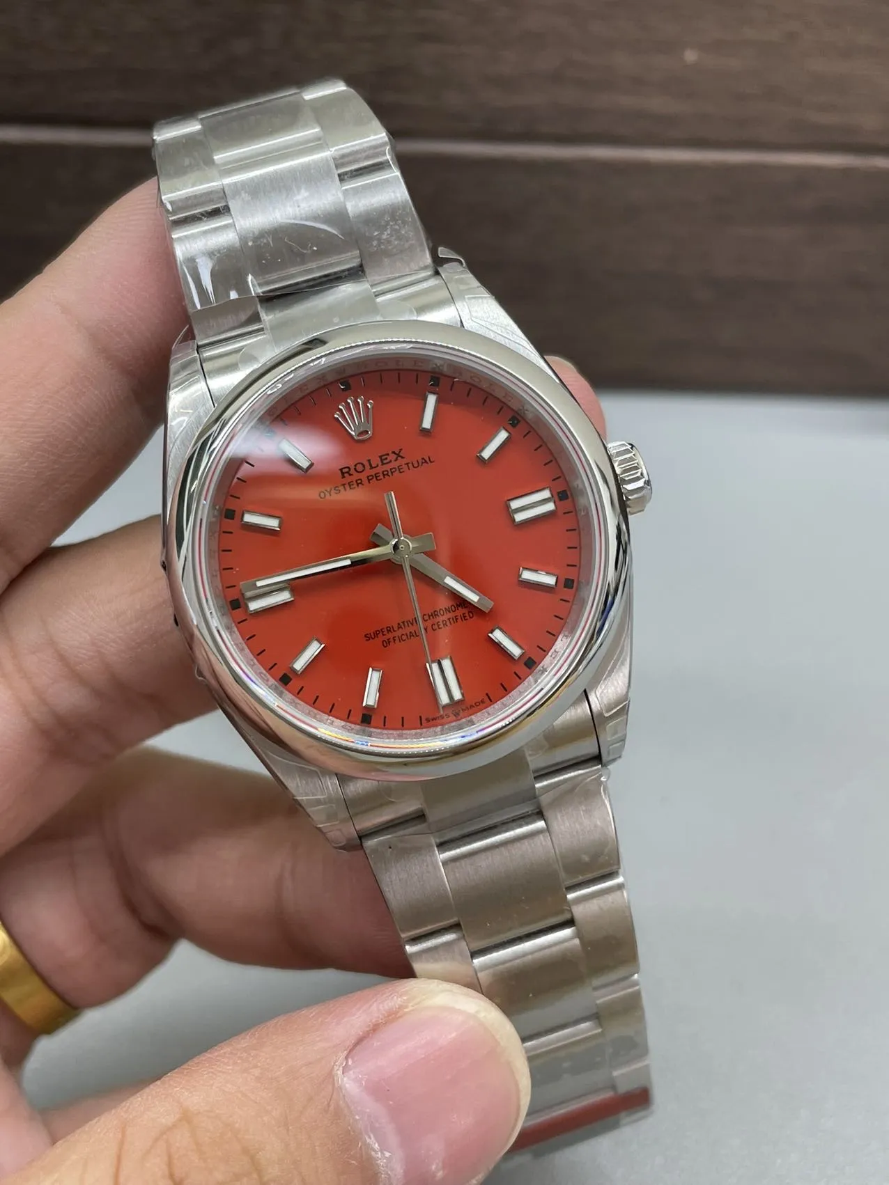 VS Factory Rolex Oyster Perpetual 36mm Coral Red Dial Smooth Bezel Oyster Bracelet (126000) 1:1 Super Clone - DD3230 Movement - VS Factory Official photo 3