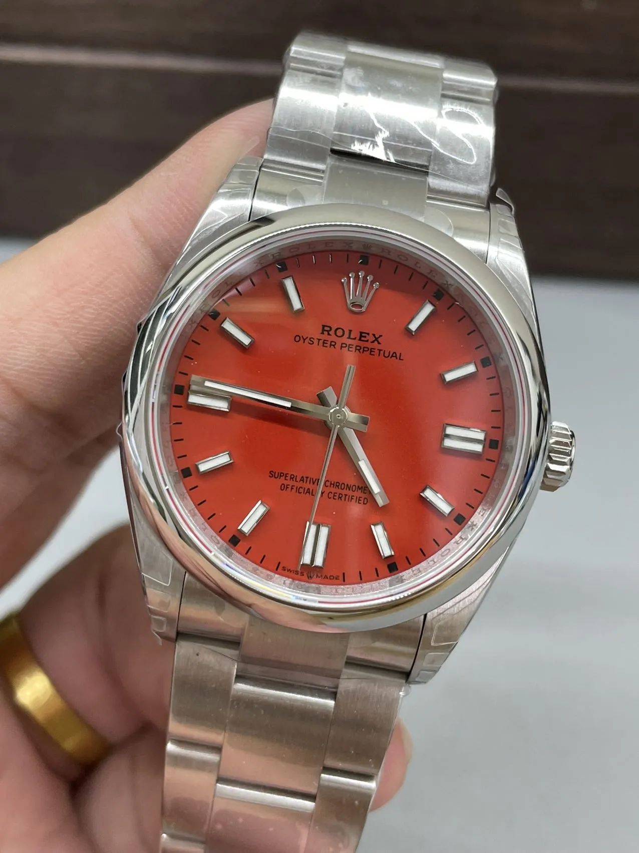 VS Factory Rolex Oyster Perpetual 36mm Coral Red Dial Smooth Bezel Oyster Bracelet (126000) 1:1 Super Clone - DD3230 Movement - VS Factory Official photo 4