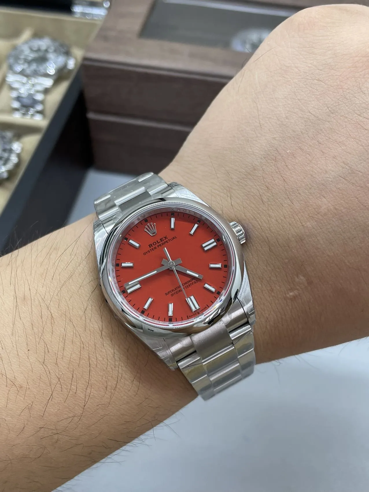 VS Factory Rolex Oyster Perpetual 36mm Coral Red Dial Smooth Bezel Oyster Bracelet (126000) 1:1 Super Clone - DD3230 Movement - VS Factory Official photo 10