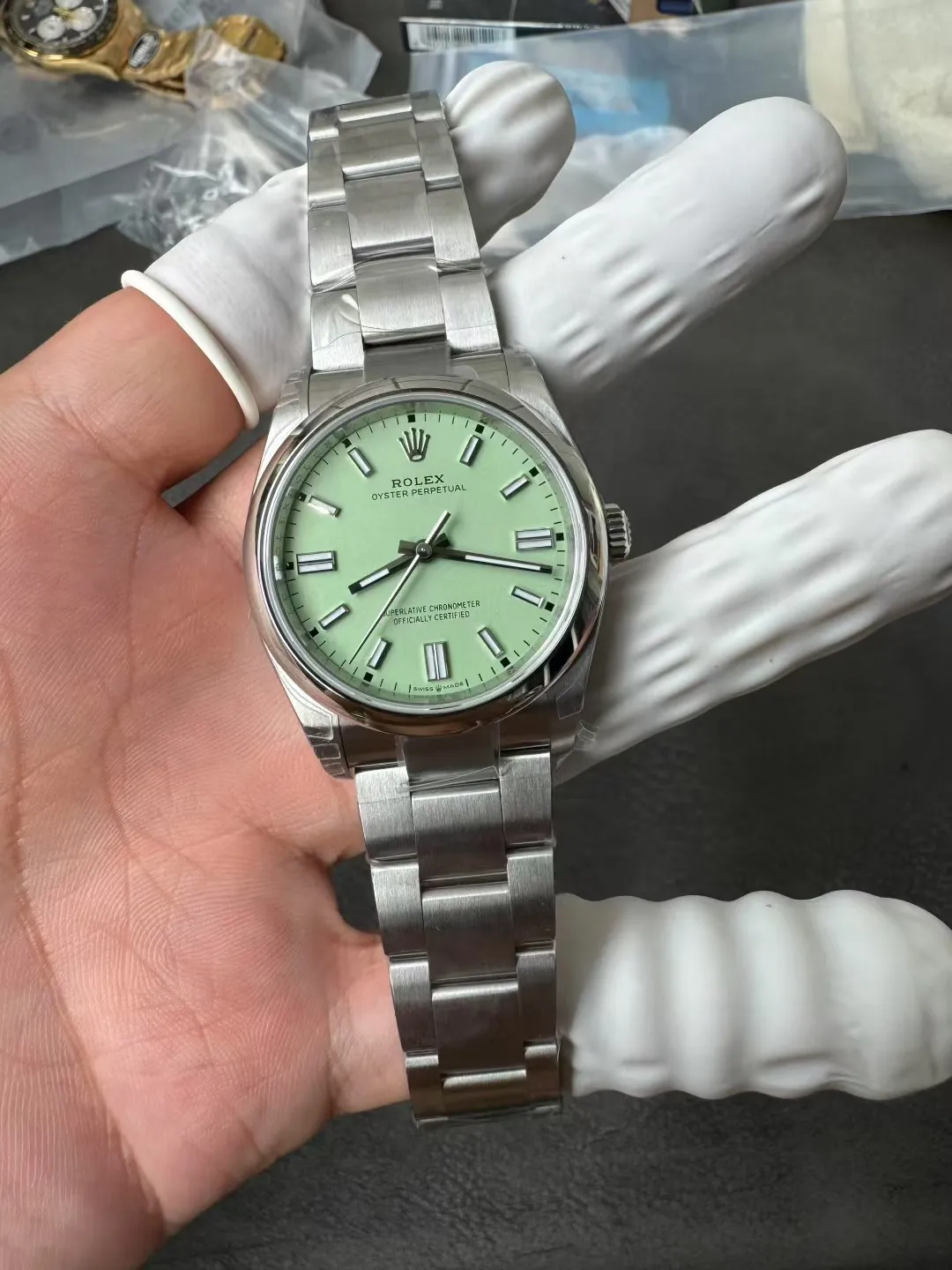 VS Factory Rolex Oyster Perpetual 36mm Green Lacquer Dial Smooth Bezel Oyster Bracelet (126000) 1:1 Super Clone - DD3230 Movement - VS Factory Official photo 4