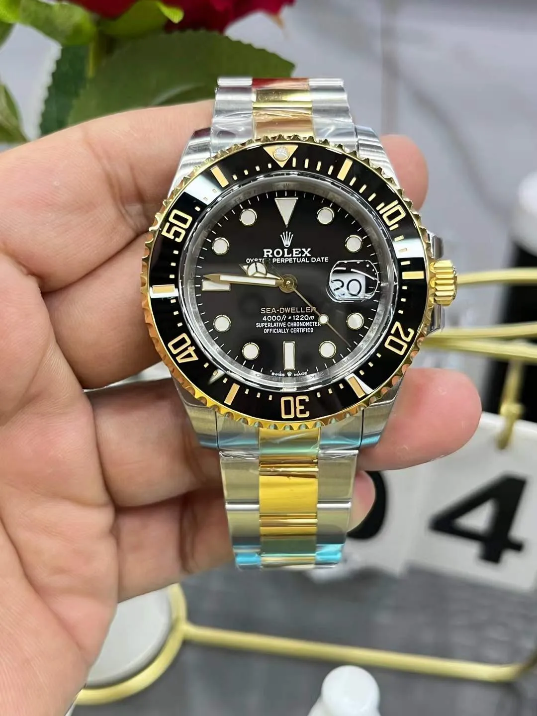 VS Factory Rolex Sea-Dweller 43mm Two-Tone Yellow Gold Black Dial Ceramic Bezel Oyster Bracelet (126603) 1:1 Super Clone - DD3235 Movement - VS Factory Official
