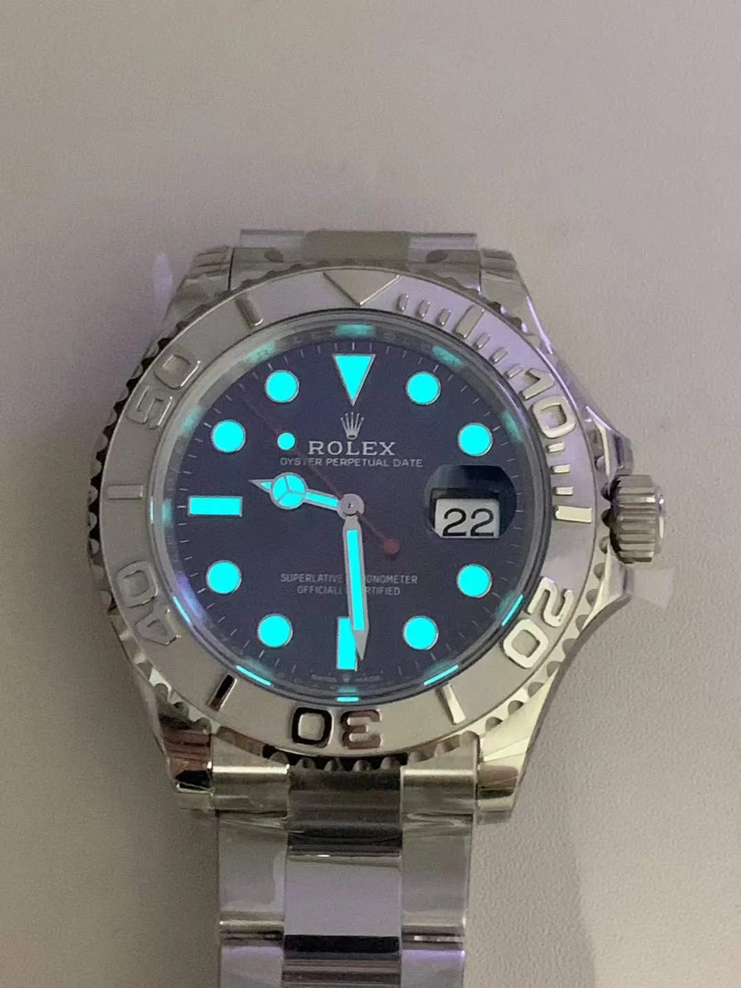 VS Factory Rolex Yacht-Master 40mm Blue Sunburst Dial Platinum Bezel Oyster Bracelet (126622) 1:1 Super Clone - DD3235 Movement - VS Factory Official photo 9