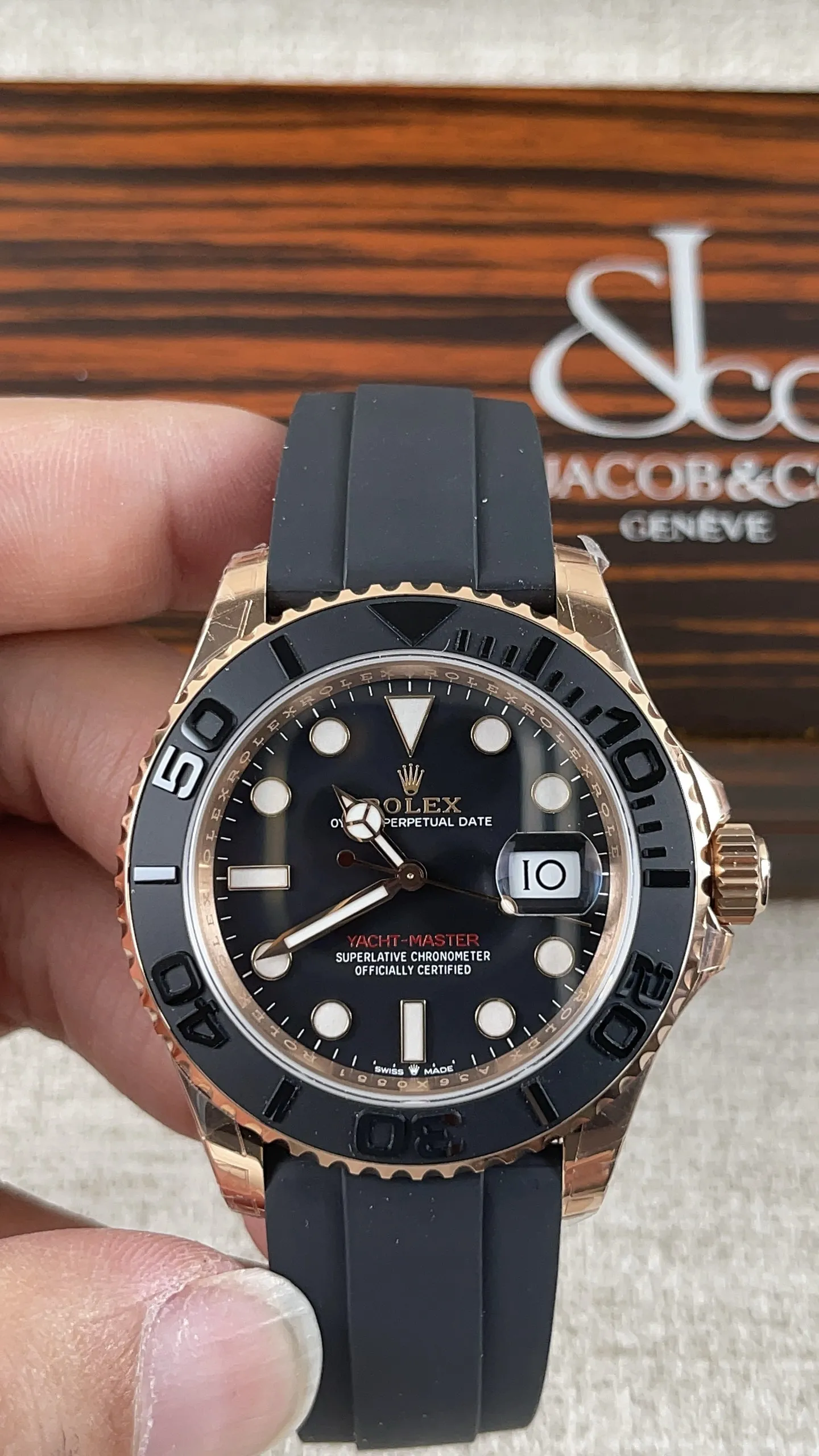 VS Factory Rolex Yacht-Master 40mm Rose Gold Matte Black Dial Ceramic Bezel Oysterflex Strap (126655) 1:1 Super Clone - DD3235 Movement - VS Factory Official
