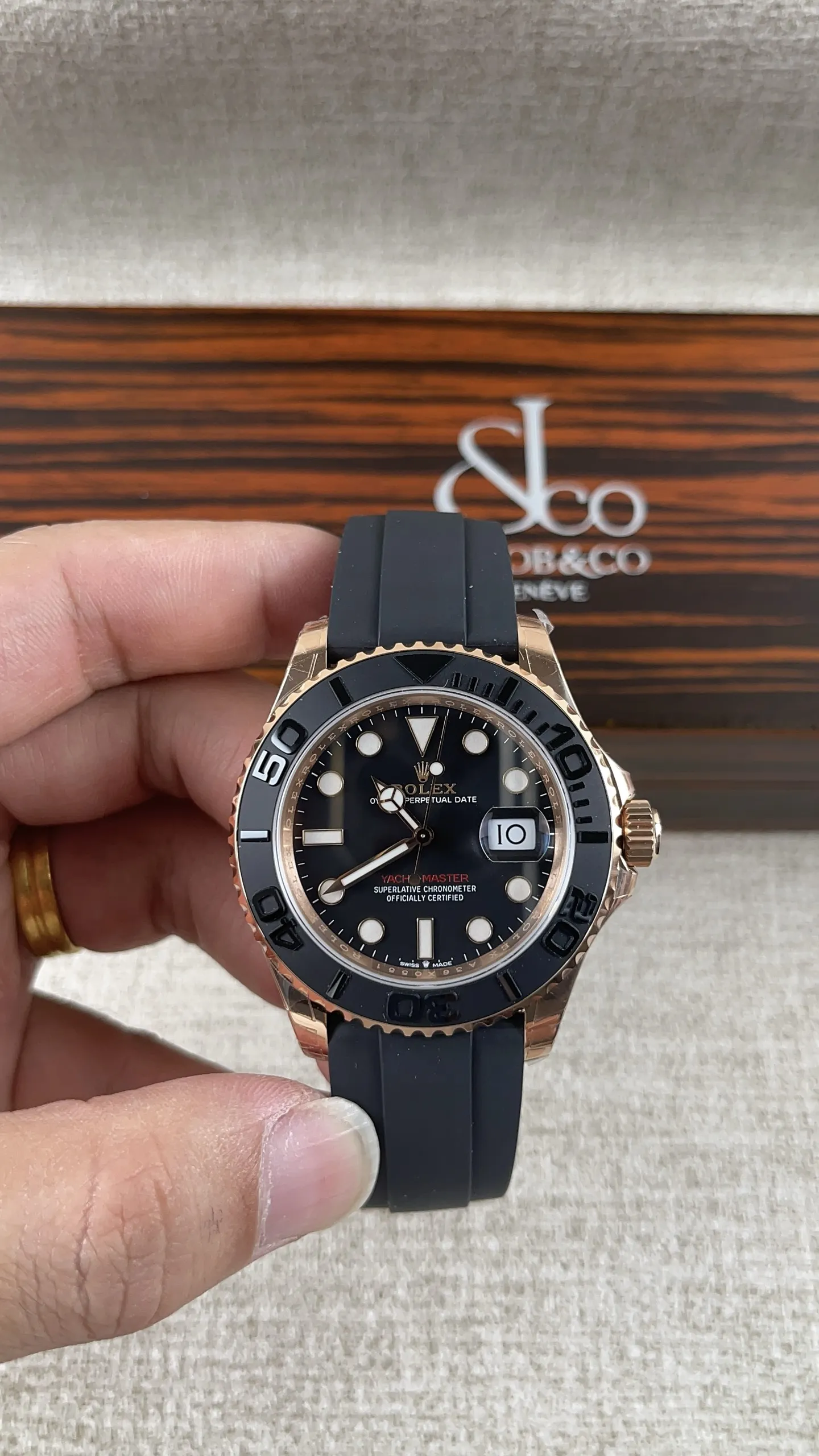 VS Factory Rolex Yacht-Master 40mm Rose Gold Matte Black Dial Ceramic Bezel Oysterflex Strap (126655) 1:1 Super Clone - DD3235 Movement - VS Factory Official photo 3