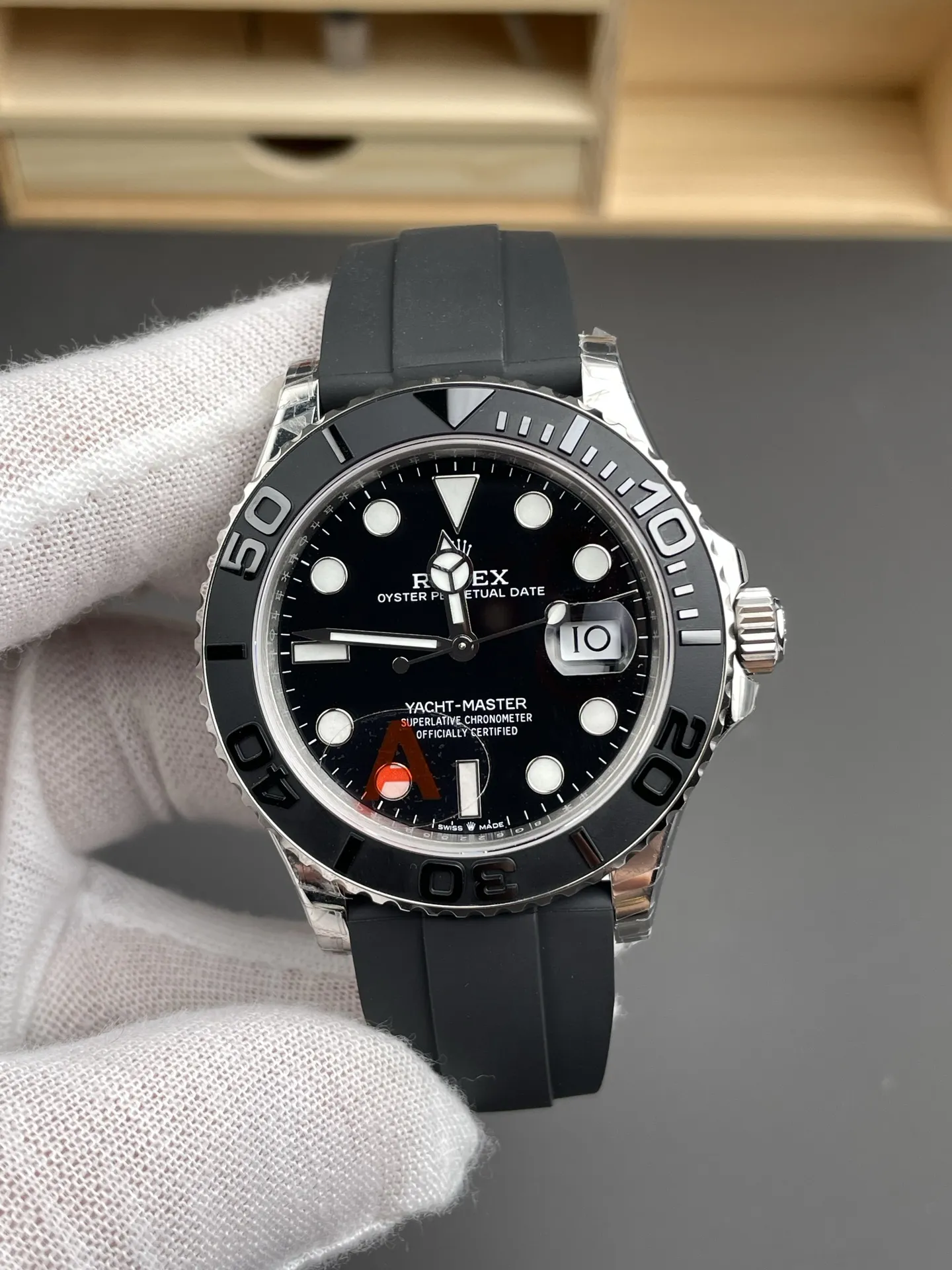 VS Factory Rolex Yacht-Master 42mm White Gold Black Dial Ceramic Bezel Oysterflex Strap (226659) 1:1 Super Clone - DD3235 Movement - VS Factory Official
