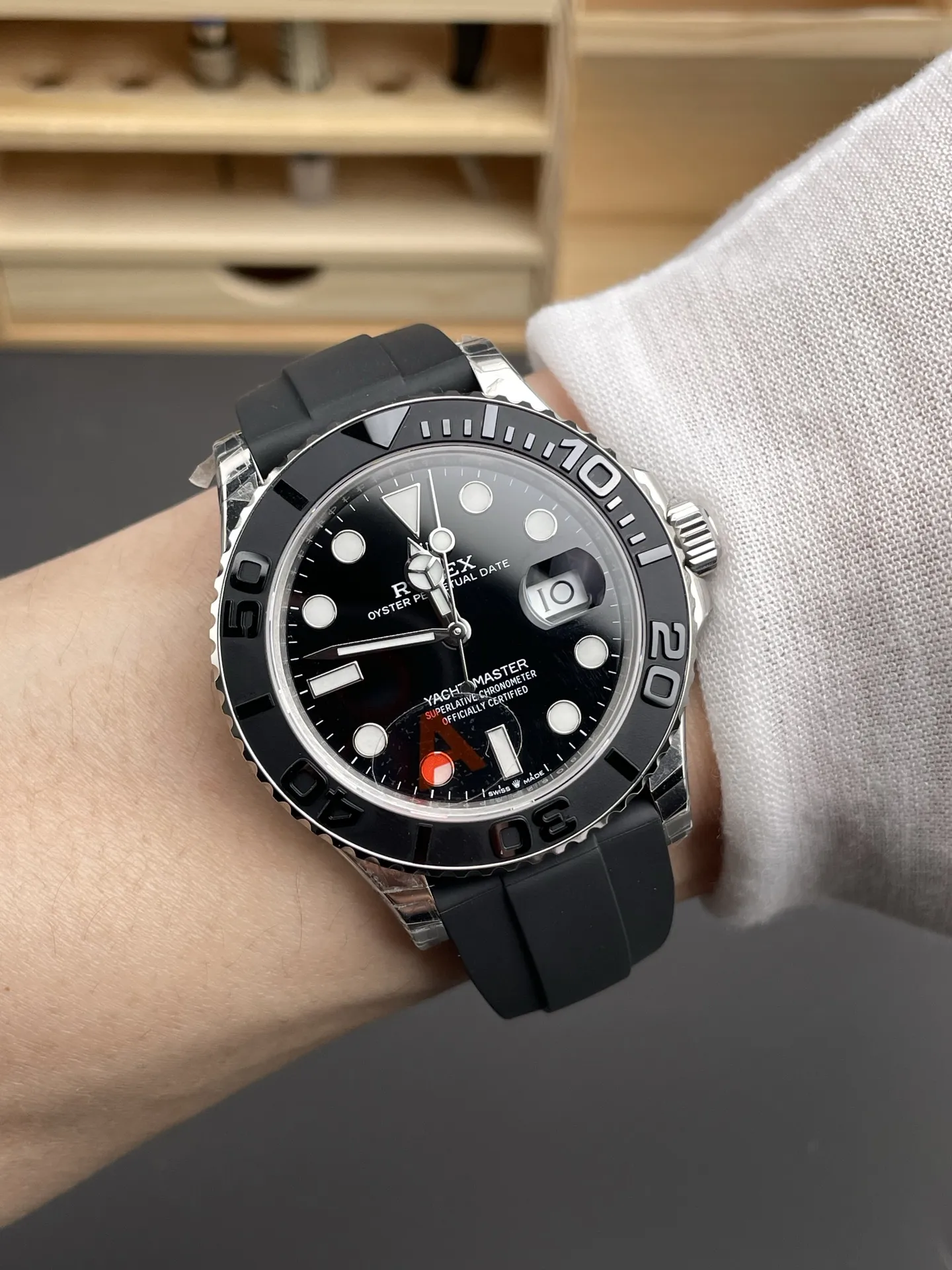 VS Factory Rolex Yacht-Master 42mm White Gold Black Dial Ceramic Bezel Oysterflex Strap (226659) 1:1 Super Clone - DD3235 Movement - VS Factory Official photo 4