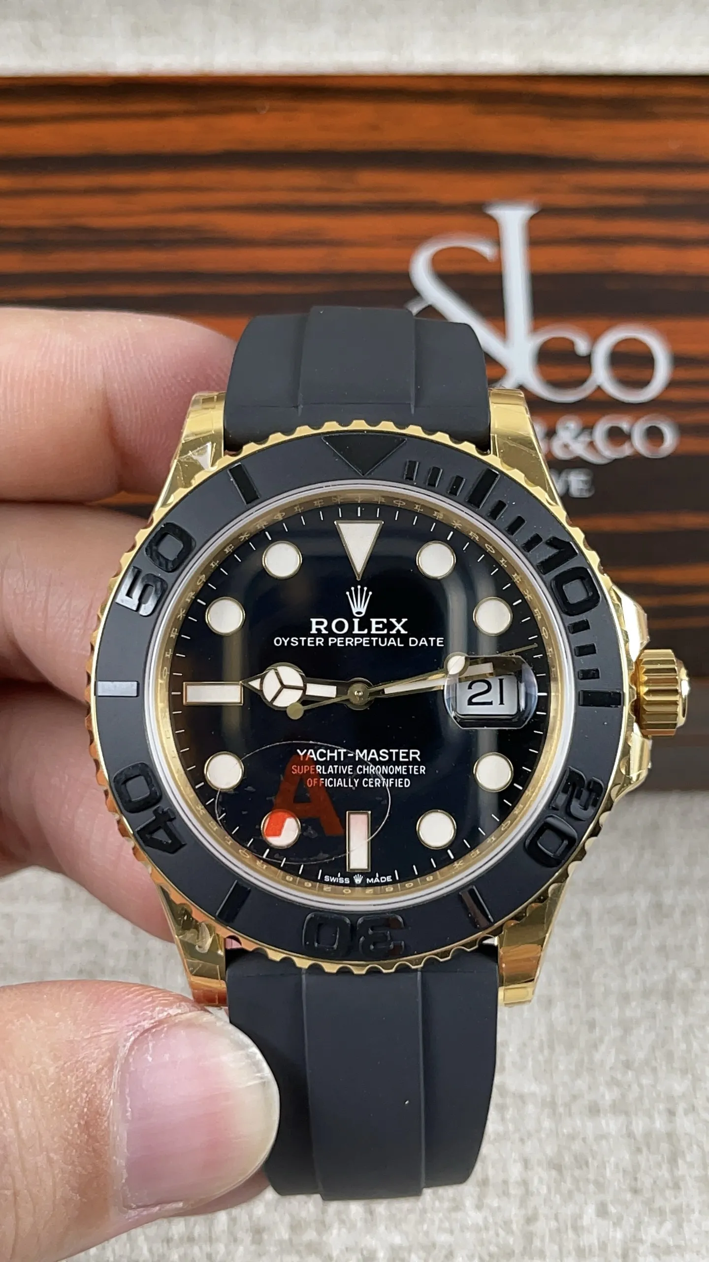 VS Factory Rolex Yacht-Master 42mm Yellow Gold Black Dial Ceramic Bezel Oysterflex Strap (226658) 1:1 Super Clone - DD3235 Movement - VS Factory Official