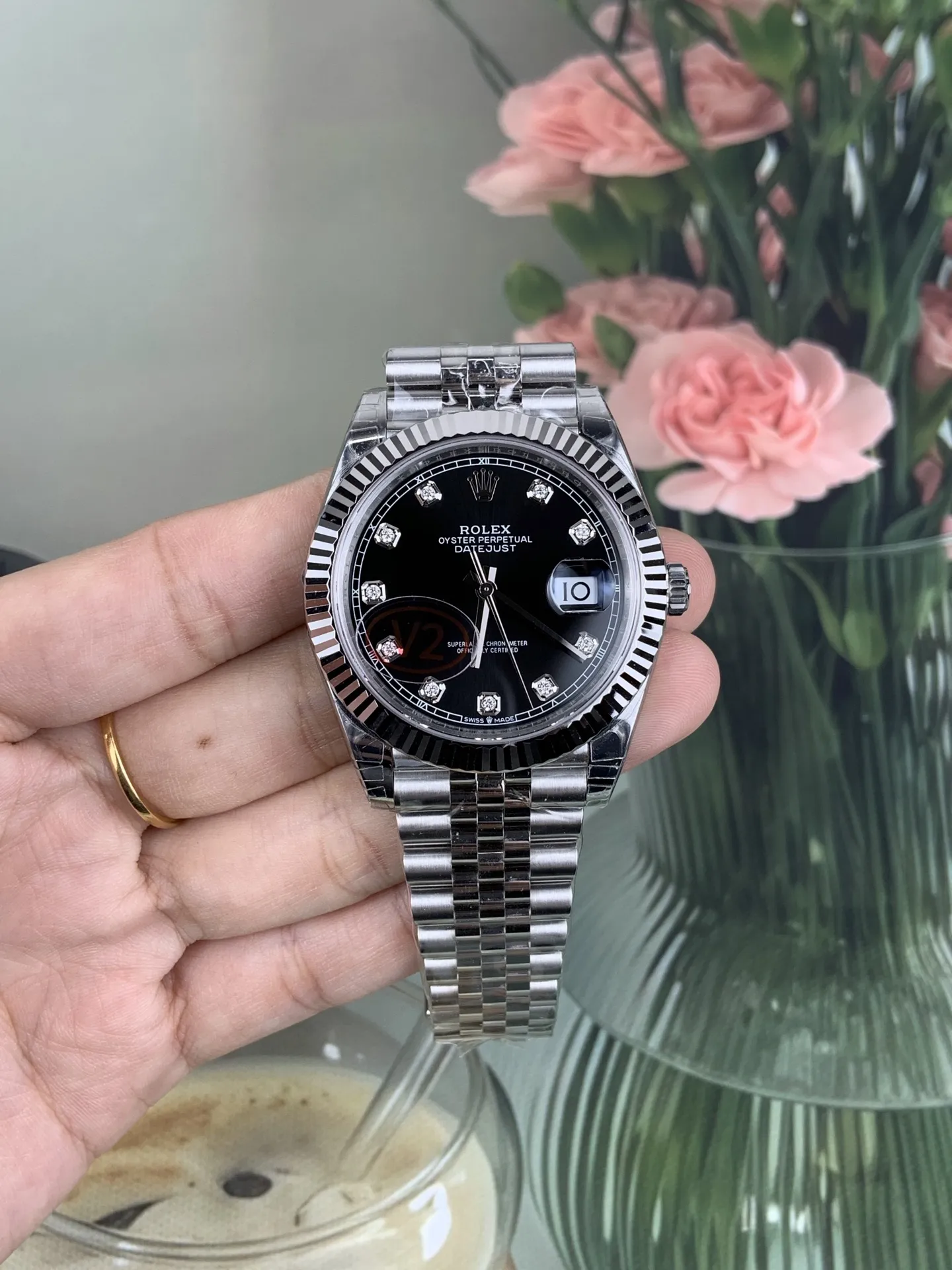 VS Factory (V2) Rolex Datejust 41mm Deep Black Diamond Dial Fluted Bezel Jubilee Bracelet (126334) 1:1 Super Clone - DD3235 Movement - VS Factory Official