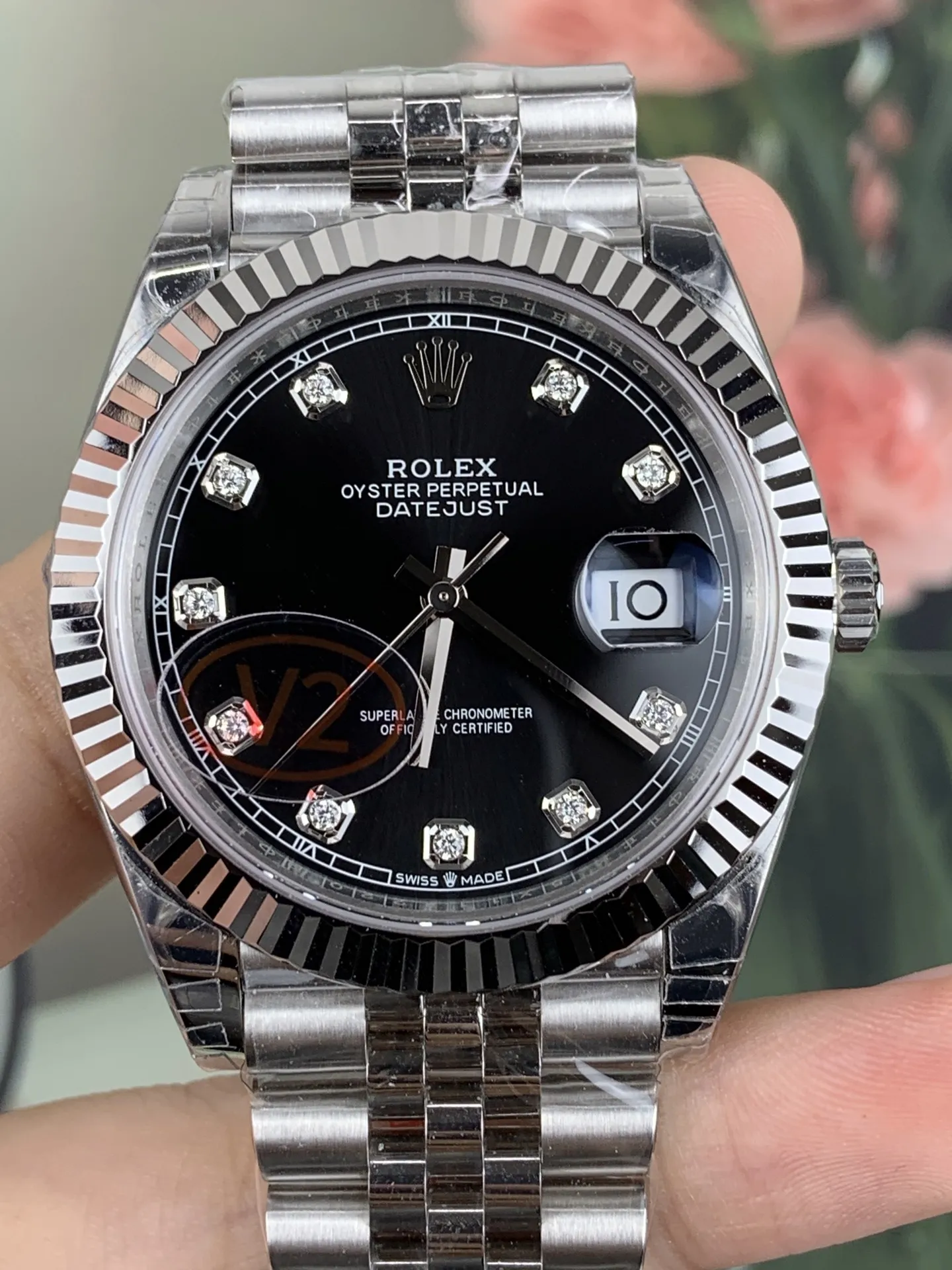 VS Factory (V2) Rolex Datejust 41mm Deep Black Diamond Dial Fluted Bezel Jubilee Bracelet (126334) 1:1 Super Clone - DD3235 Movement - VS Factory Official photo 3