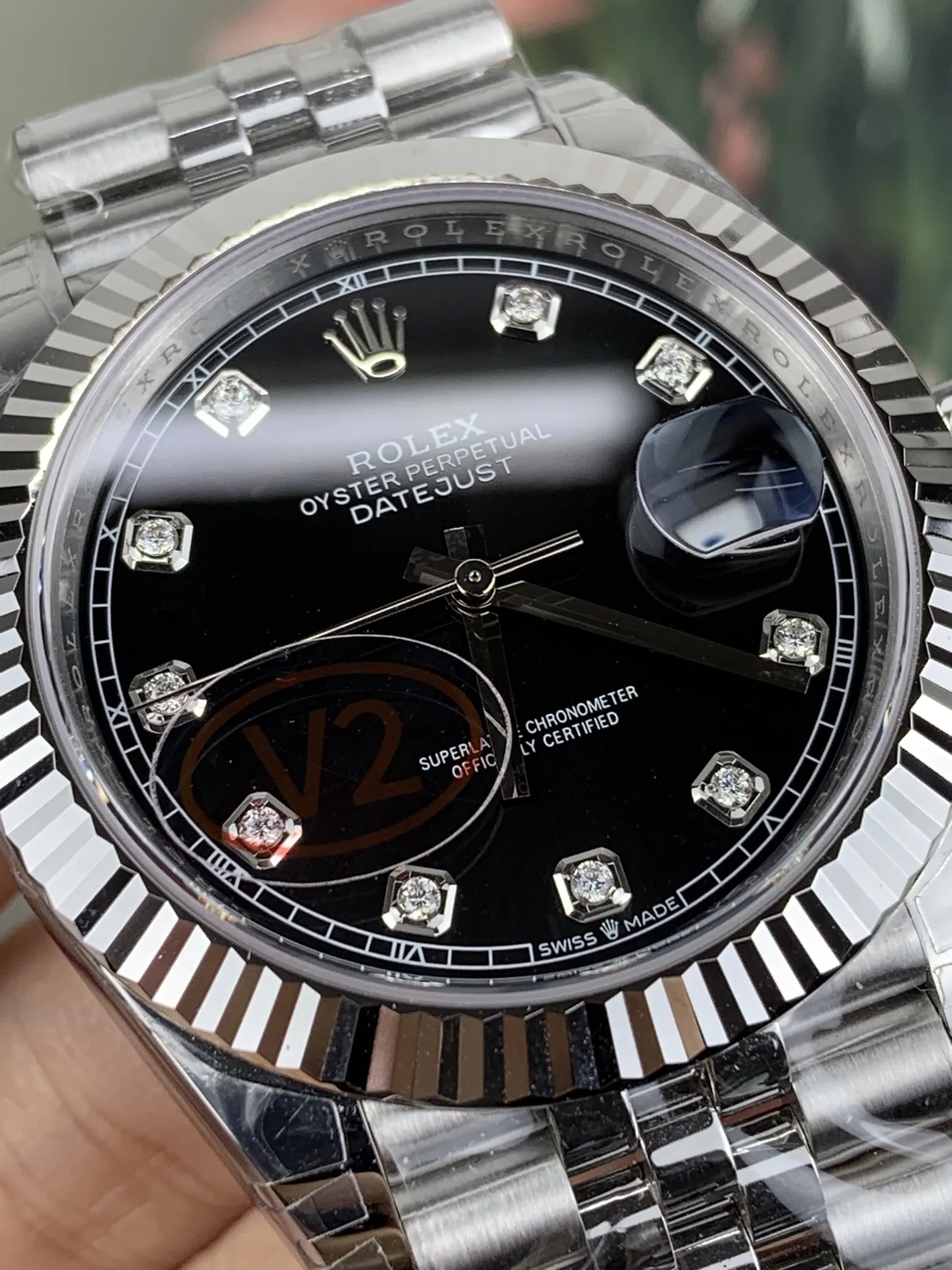VS Factory (V2) Rolex Datejust 41mm Deep Black Diamond Dial Fluted Bezel Jubilee Bracelet (126334) 1:1 Super Clone - DD3235 Movement - VS Factory Official photo 4