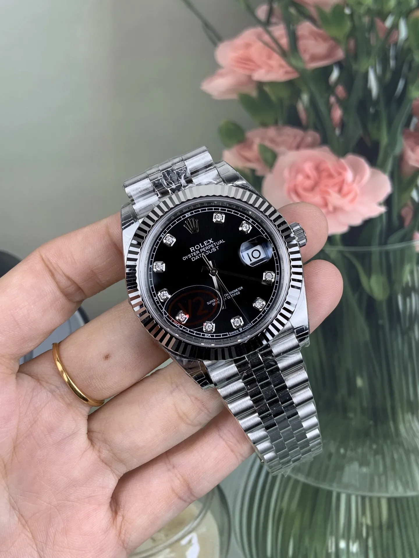 VS Factory (V2) Rolex Datejust 41mm Deep Black Diamond Dial Fluted Bezel Jubilee Bracelet (126334) 1:1 Super Clone - DD3235 Movement - VS Factory Official photo 5