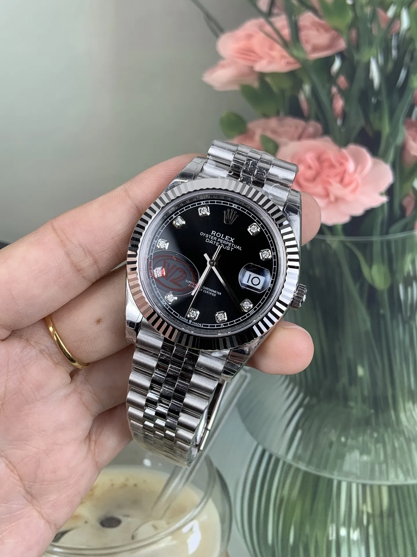 VS Factory (V2) Rolex Datejust 41mm Deep Black Diamond Dial Fluted Bezel Jubilee Bracelet (126334) 1:1 Super Clone - DD3235 Movement - VS Factory Official photo 6