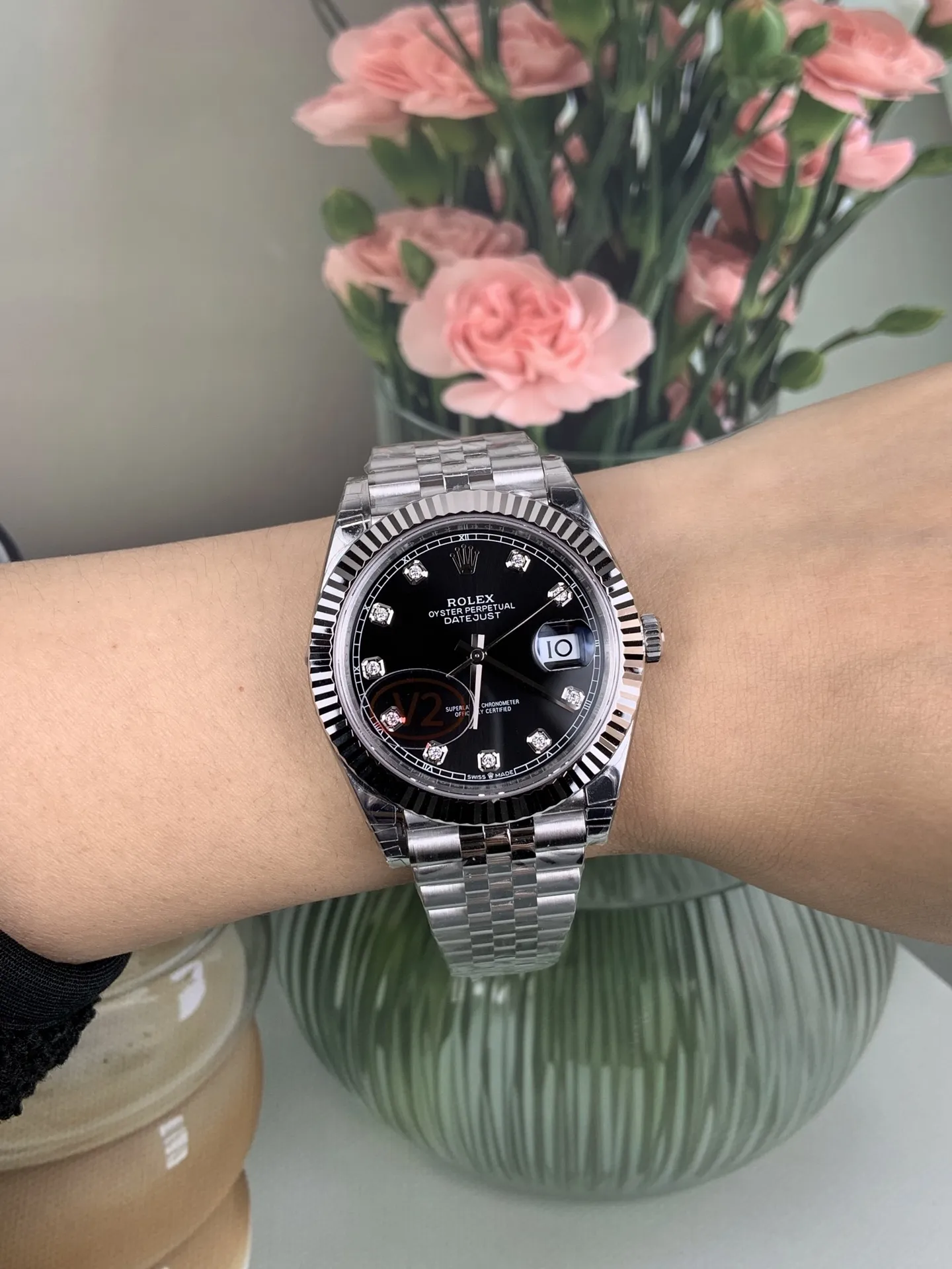 VS Factory (V2) Rolex Datejust 41mm Deep Black Diamond Dial Fluted Bezel Jubilee Bracelet (126334) 1:1 Super Clone - DD3235 Movement - VS Factory Official photo 10