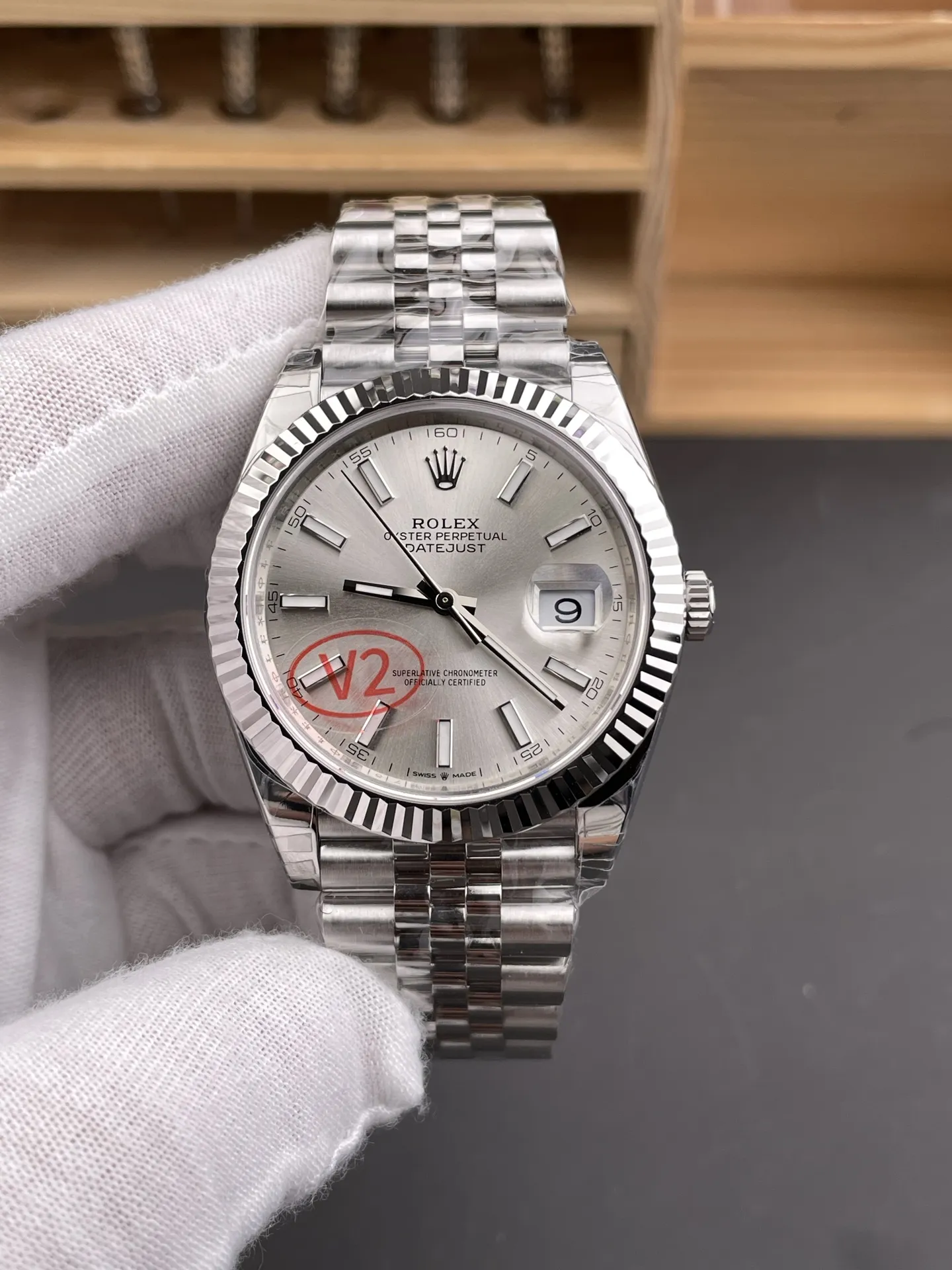 VS Factory (V2) Rolex Datejust 41mm Silver Sunburst Dial Fluted Bezel Jubilee Bracelet (126334) 1:1 Super Clone - DD3235 Movement - VS Factory Official