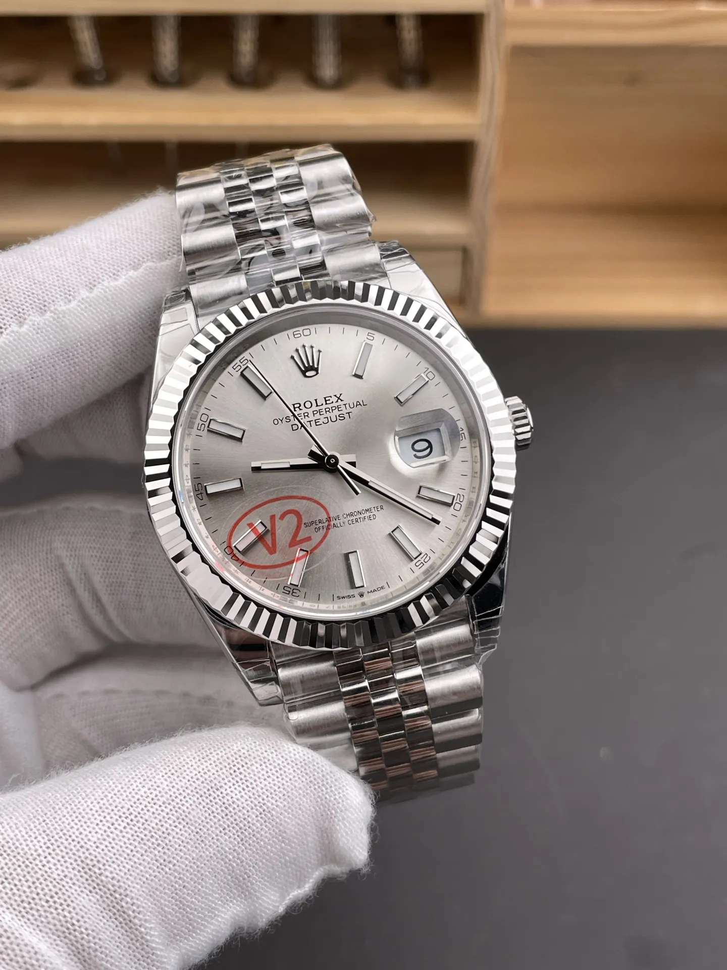 VS Factory (V2) Rolex Datejust 41mm Silver Sunburst Dial Fluted Bezel Jubilee Bracelet (126334) 1:1 Super Clone - DD3235 Movement - VS Factory Official photo 4