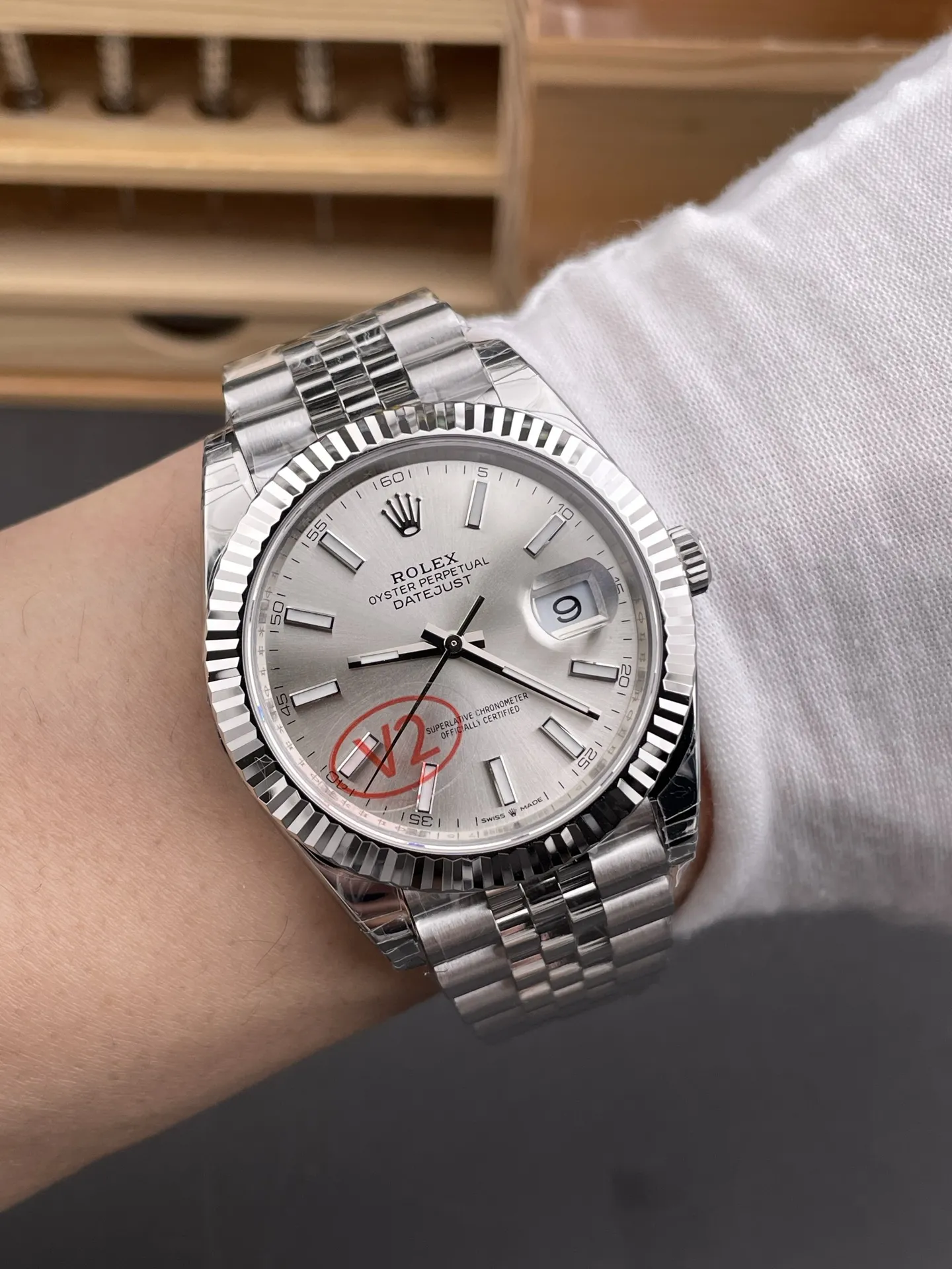 VS Factory (V2) Rolex Datejust 41mm Silver Sunburst Dial Fluted Bezel Jubilee Bracelet (126334) 1:1 Super Clone - DD3235 Movement - VS Factory Official photo 5