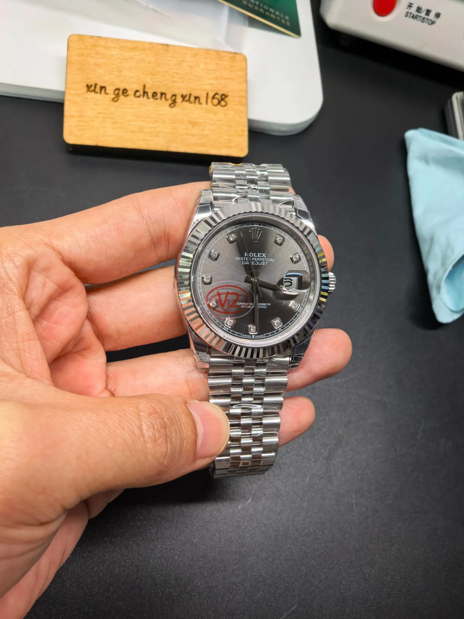 VS Factory (V2) Rolex Datejust 41mm Sunburst Slate Grey Diamond Dial Fluted Bezel Jubilee Bracelet (126334) 1:1 Super Clone - DD3235 Movement - VS Factory Official photo 3