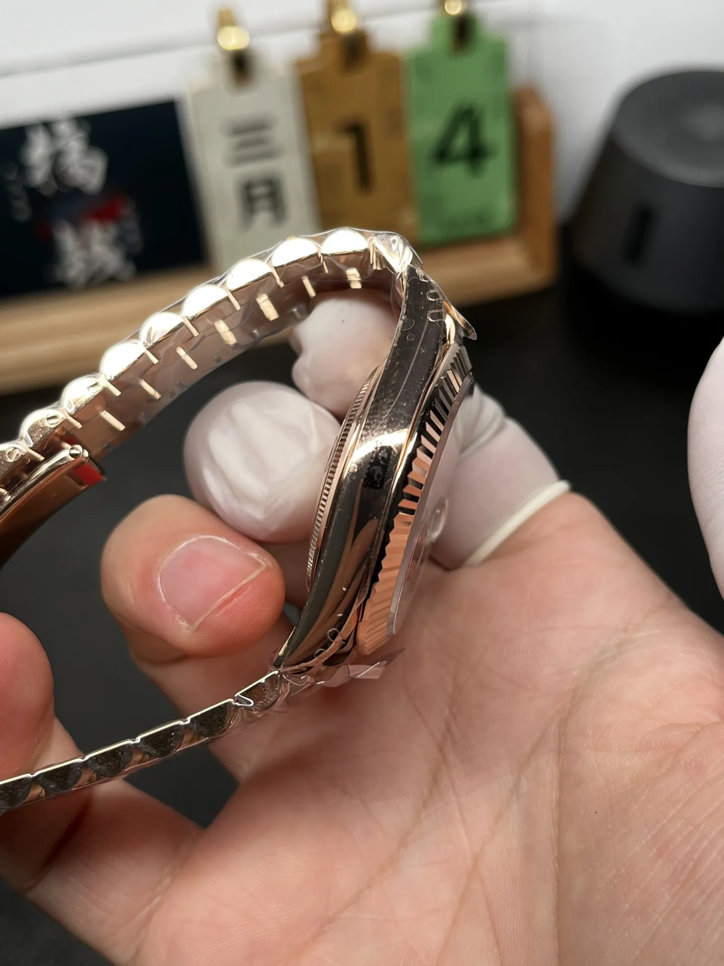 VS Factory (V2) Rolex Day-Date 40mm Rose Gold Olive Green Sunburst Roman Dial Fluted Bezel President Bracelet (228235) 1:1 Super Clone - DD3255 Movement - VS Factory Official photo 6