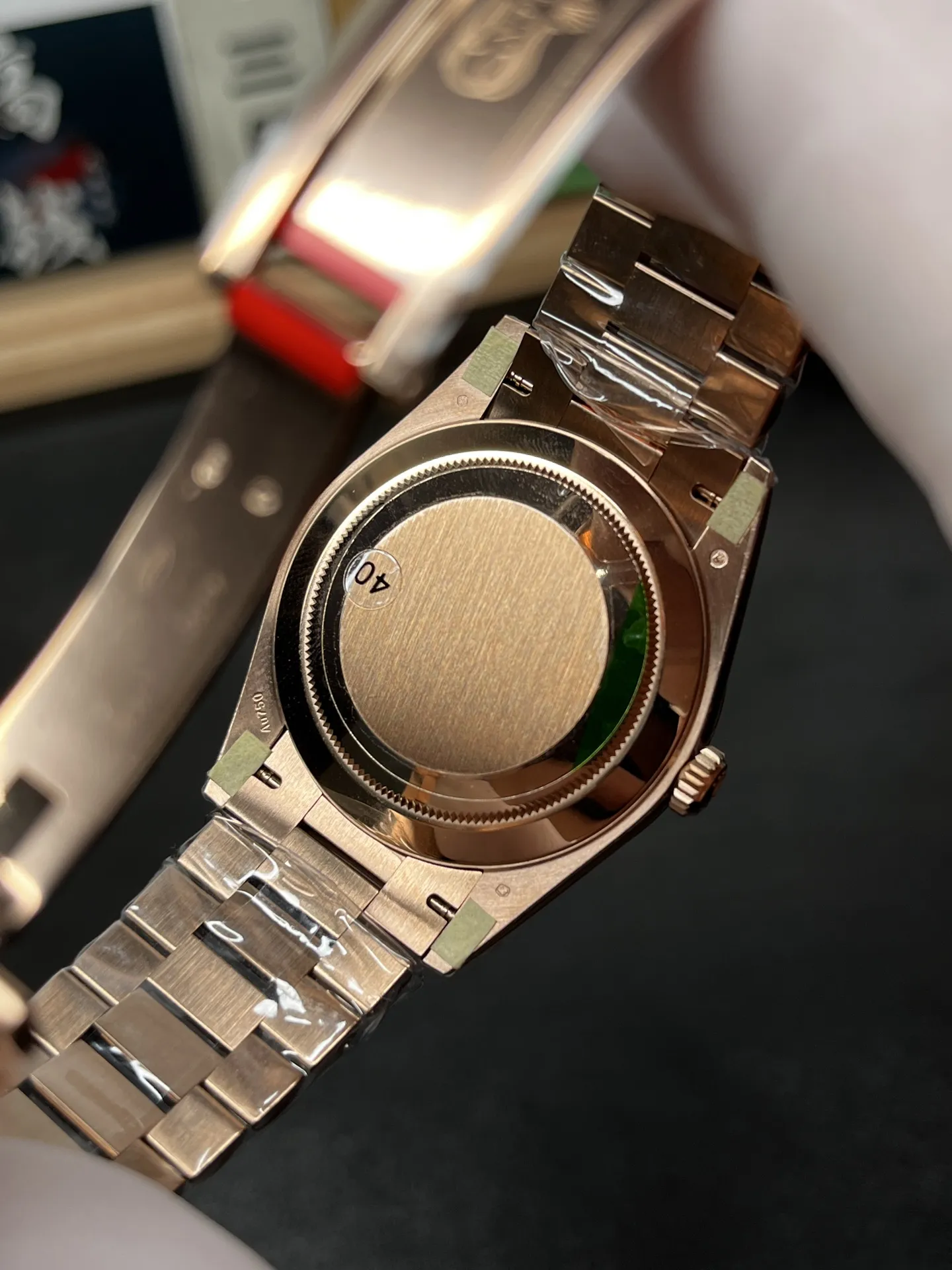 VS Factory (V2) Rolex Day-Date 40mm Rose Gold Olive Green Sunburst Roman Dial Fluted Bezel President Bracelet (228235) 1:1 Super Clone - DD3255 Movement - VS Factory Official photo 7